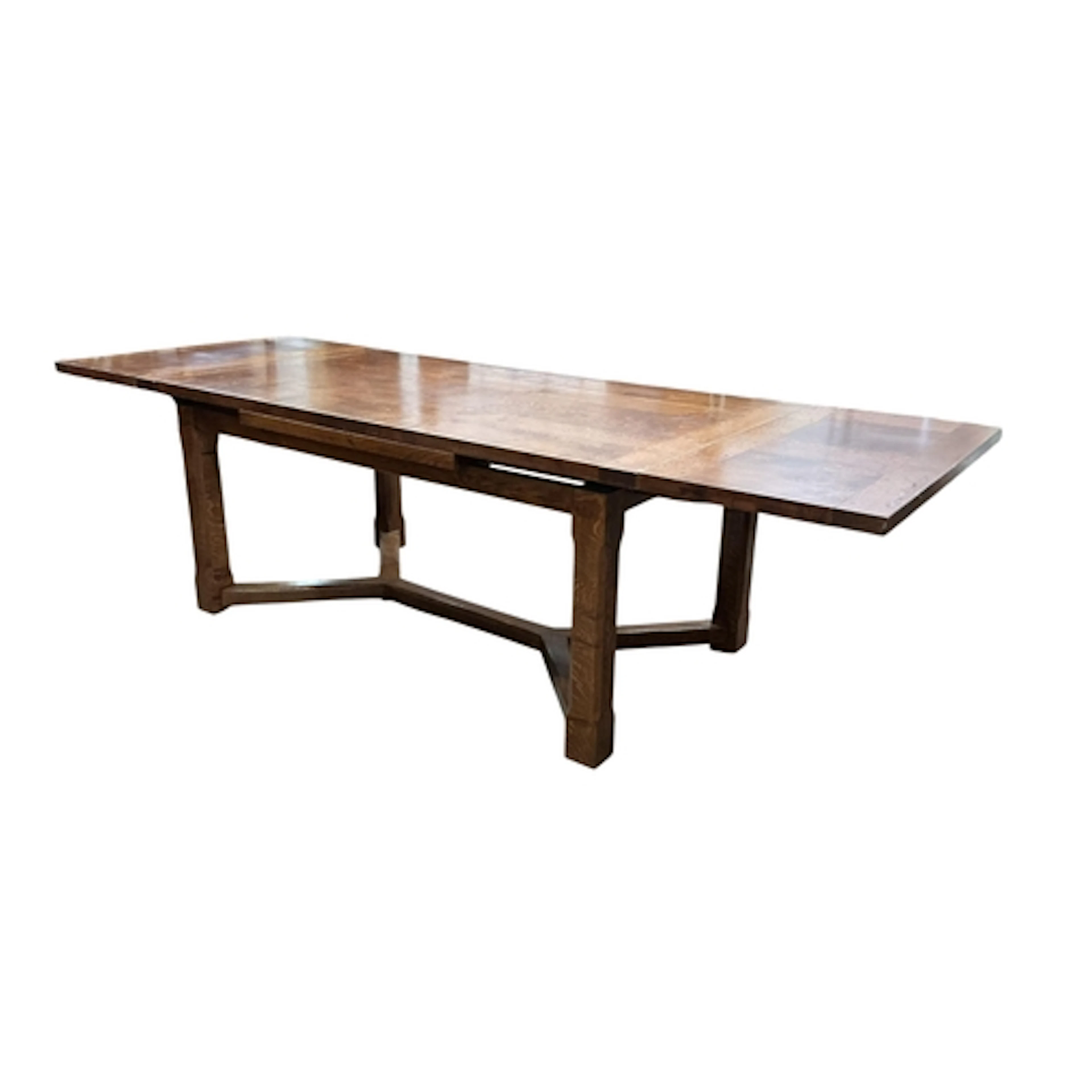 A rectangular oak draw leaf dining table, length 183cm, 284c...