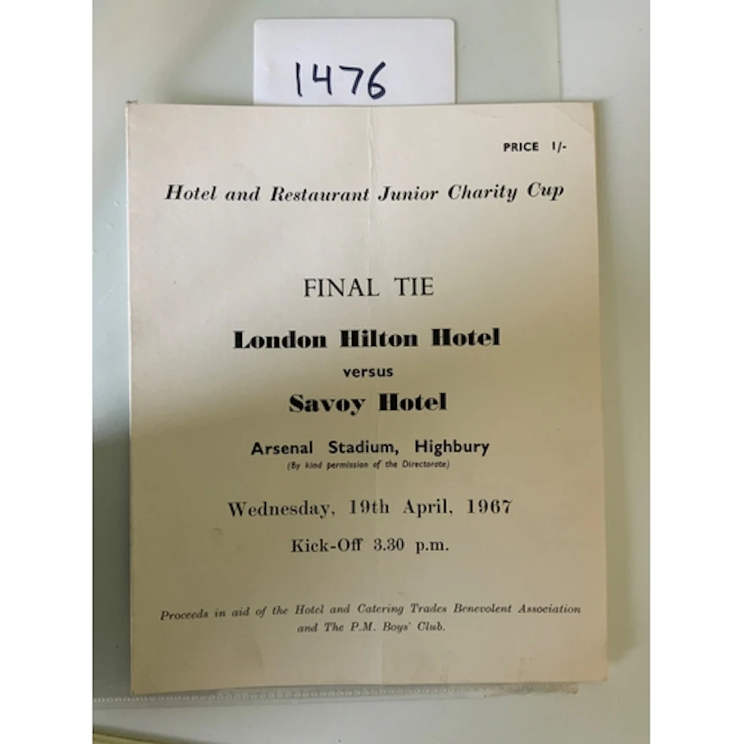 1967 London Hilton v Savoy Catering Cup Final Football Progr...