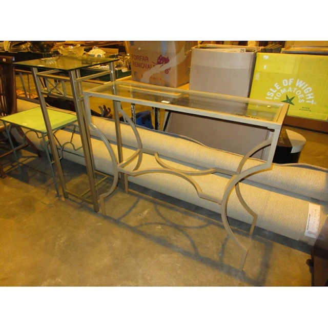Metal and Glass Console Table and Lamp Table