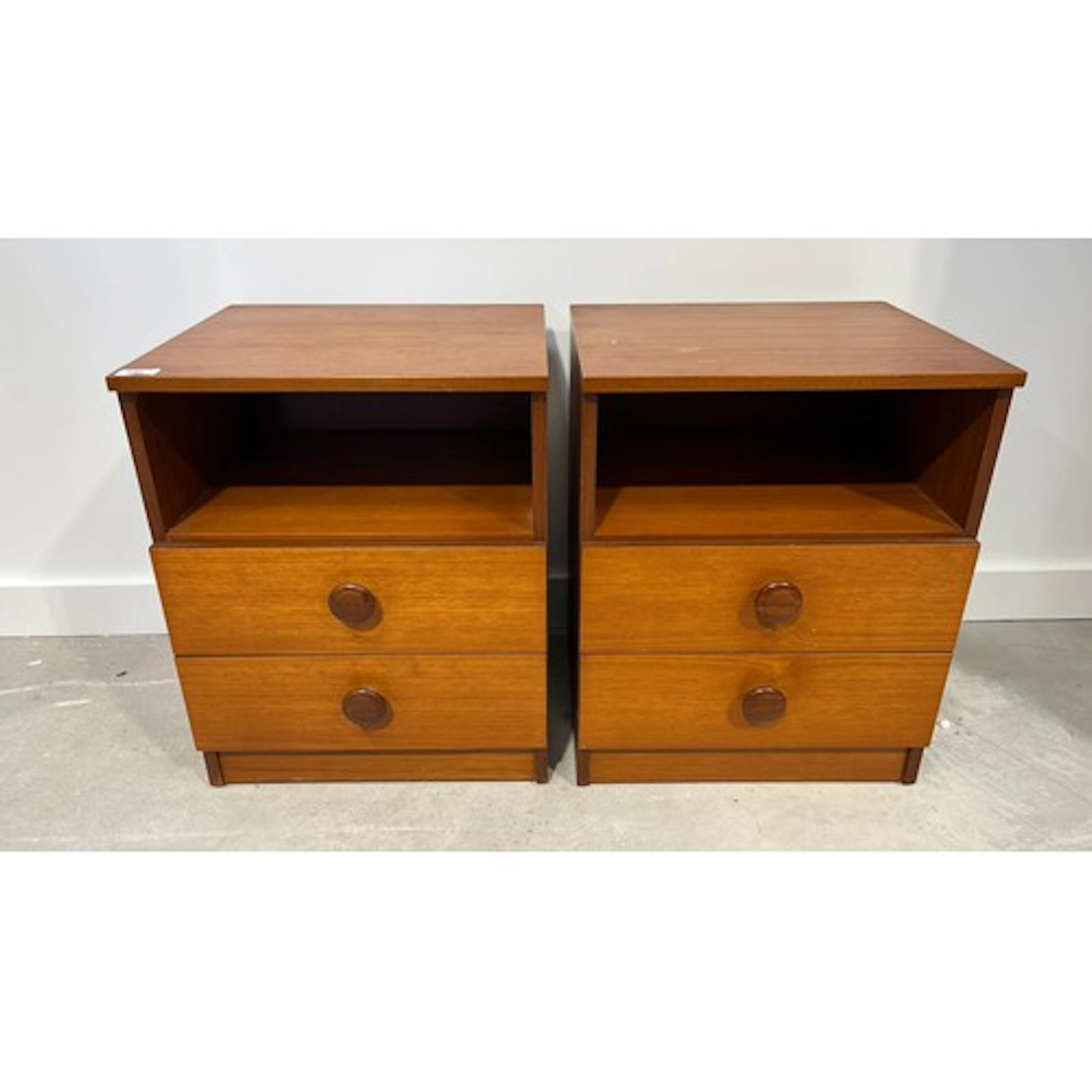 Pair of bedside cabinets by Legate Furniture with rectangula...
