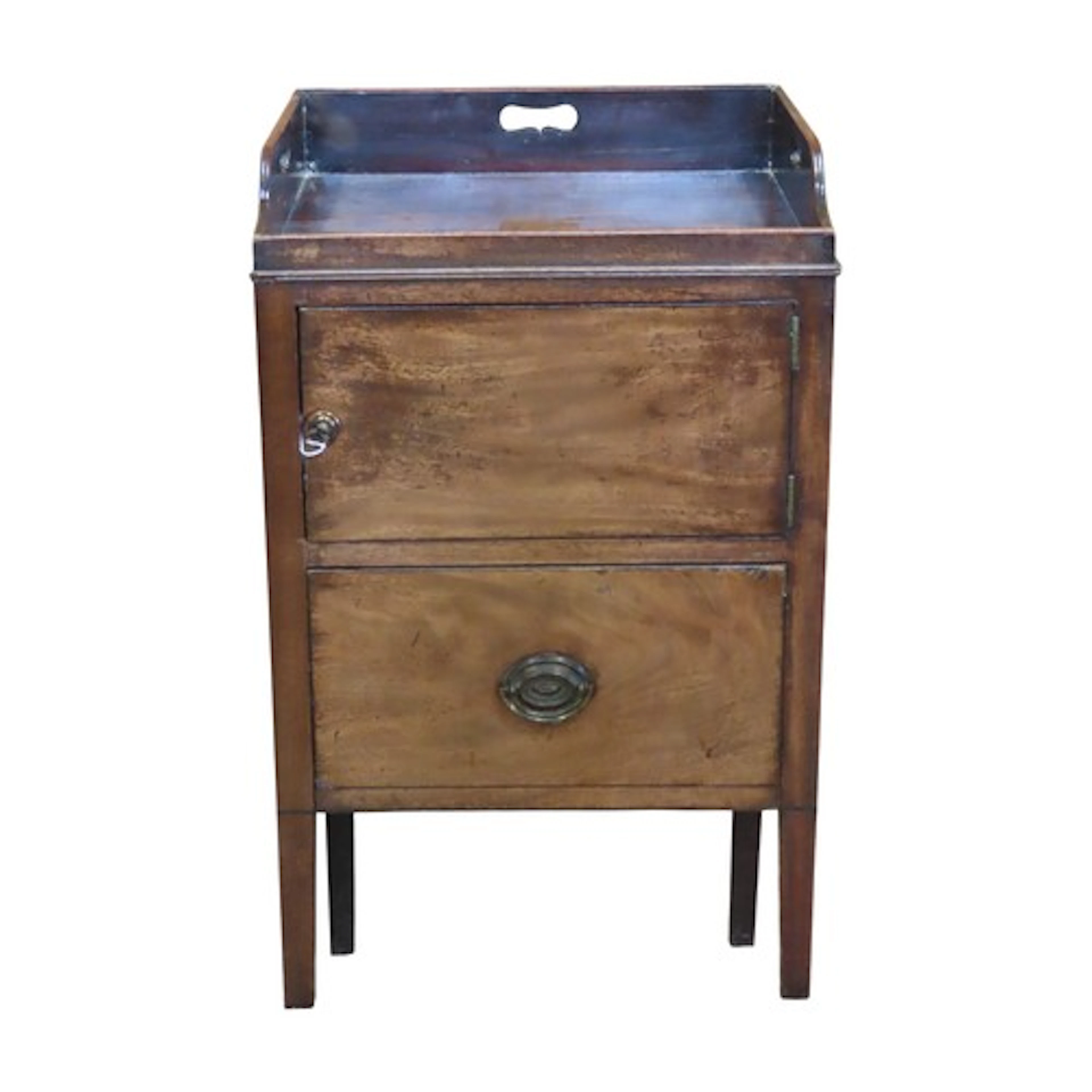 A George III mahogany tray top commode/pot cupboard, 81 cm h...