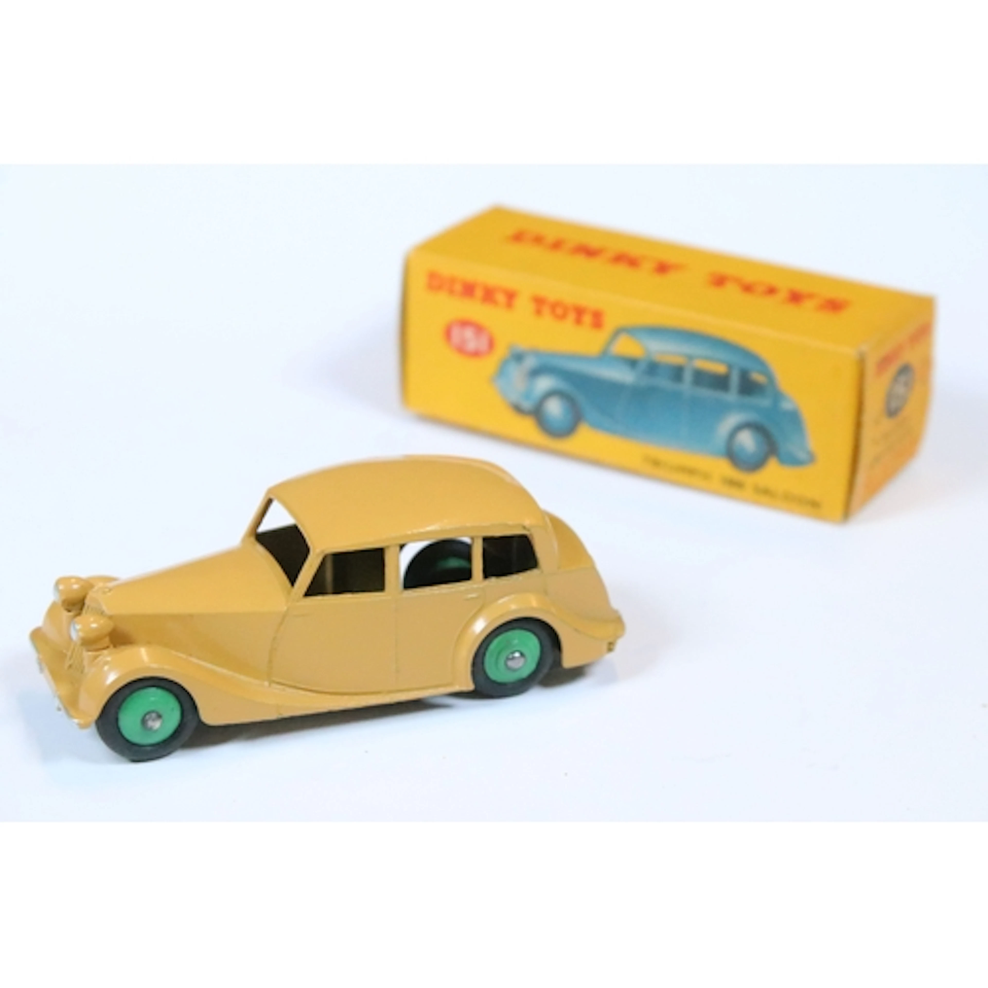 Boxed Dinky 151 Triumph 1800 Saloon diecast model in fawn wi...
