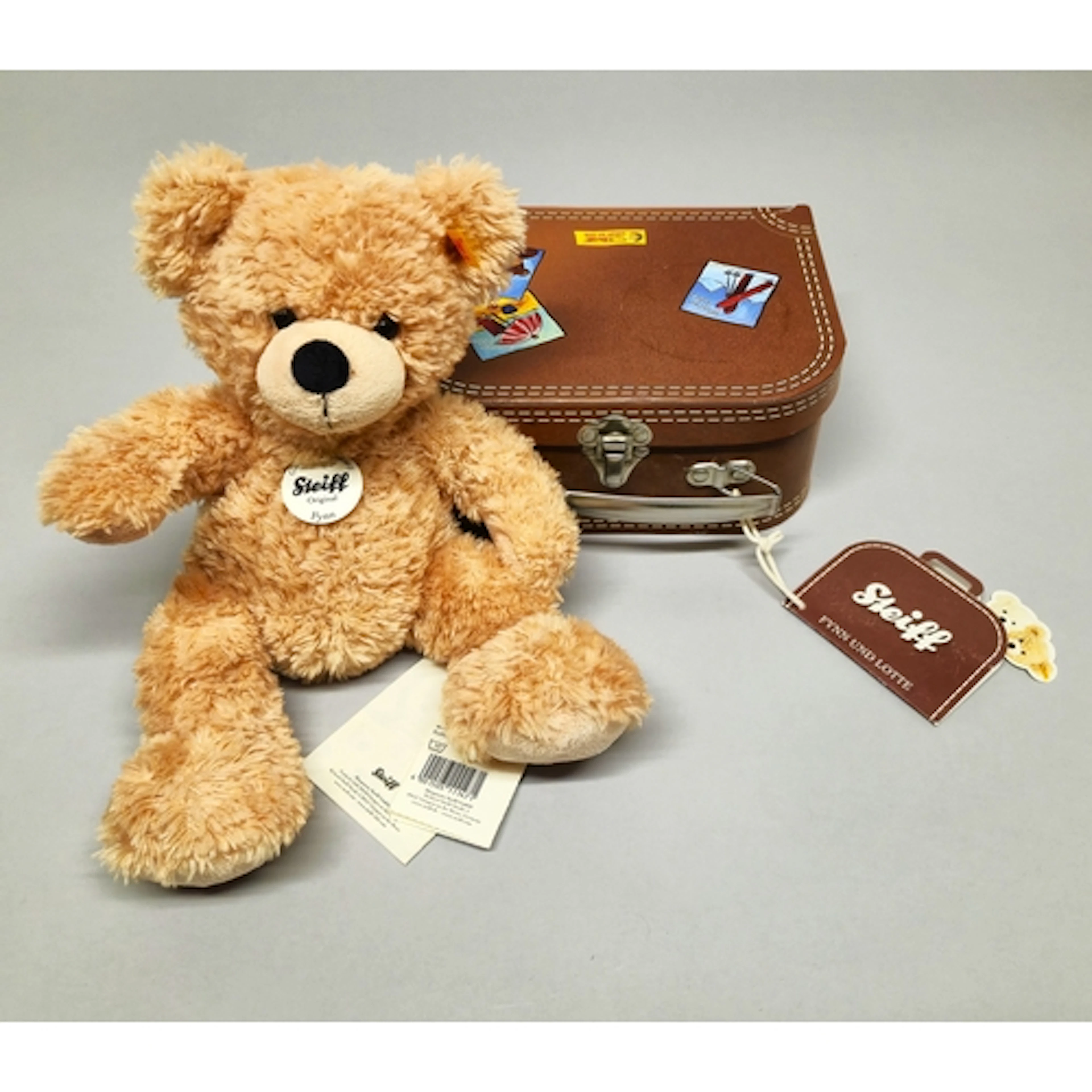Steiff teddy bear of 'Fynn' with yellow button tag to left e...