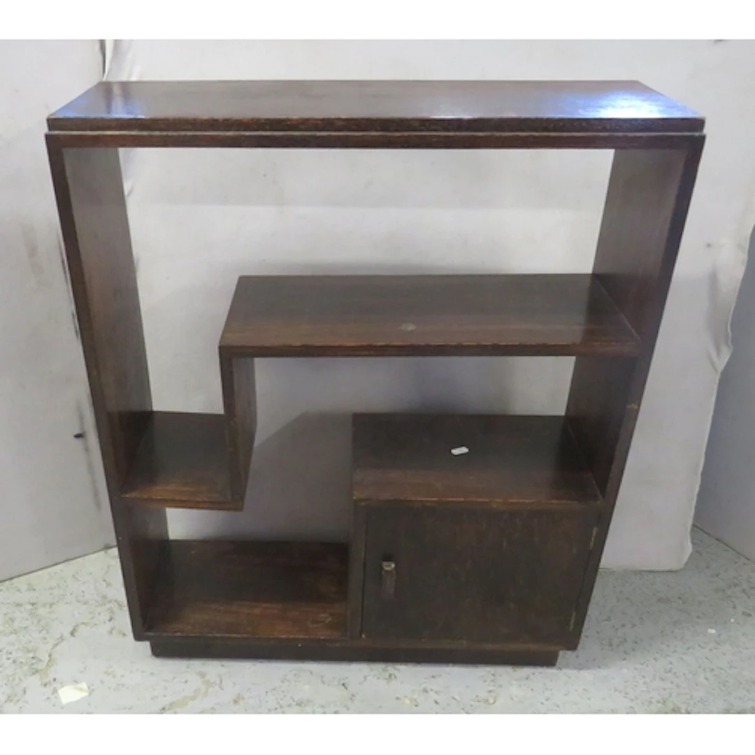 Dark Wooden Art Deco Style Bookcase with stepped open shelve...