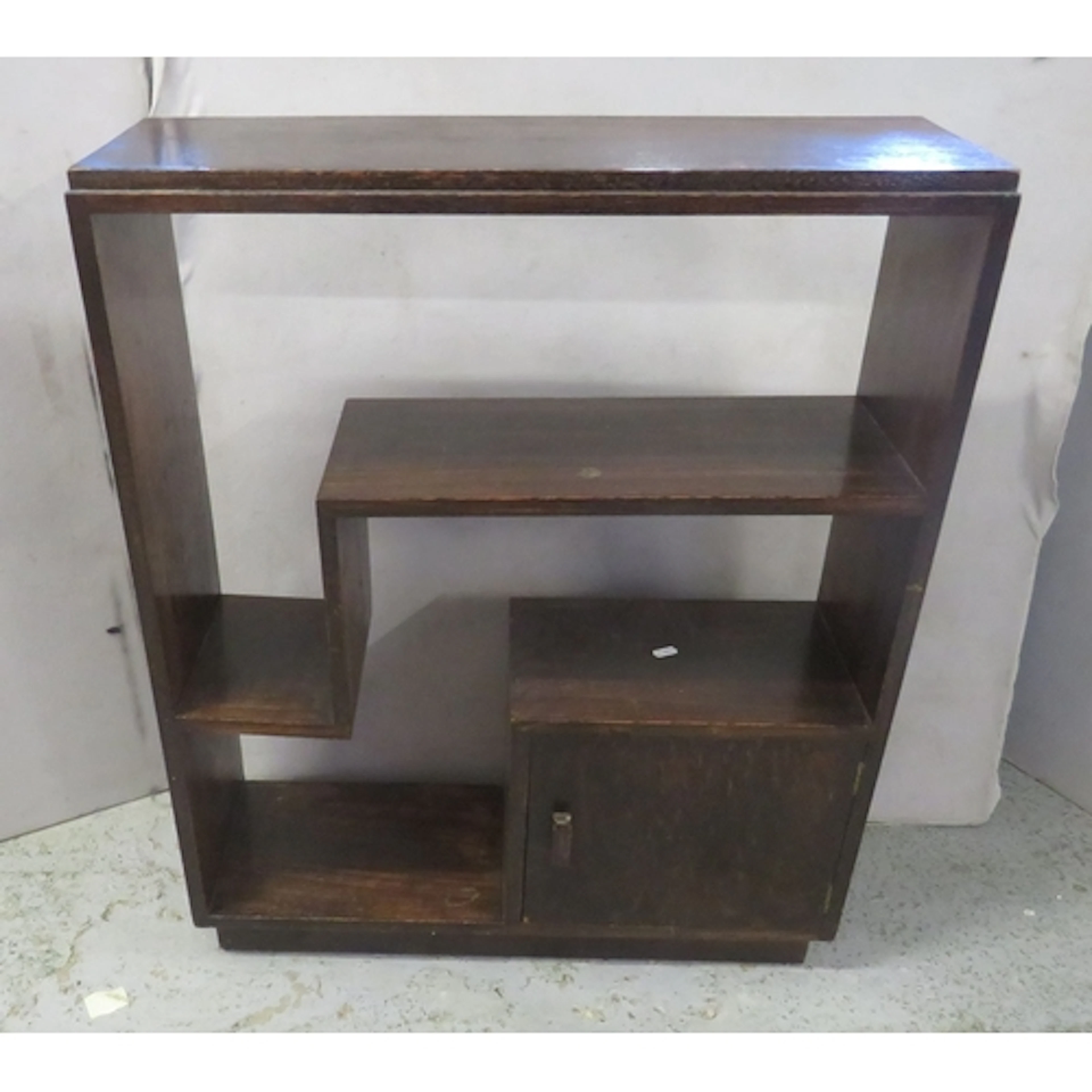Dark Wooden Art Deco Style Bookcase with stepped open shelve...