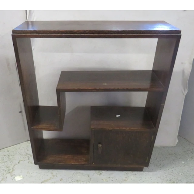 Dark Wooden Art Deco Style Bookcase with stepped open shelve...