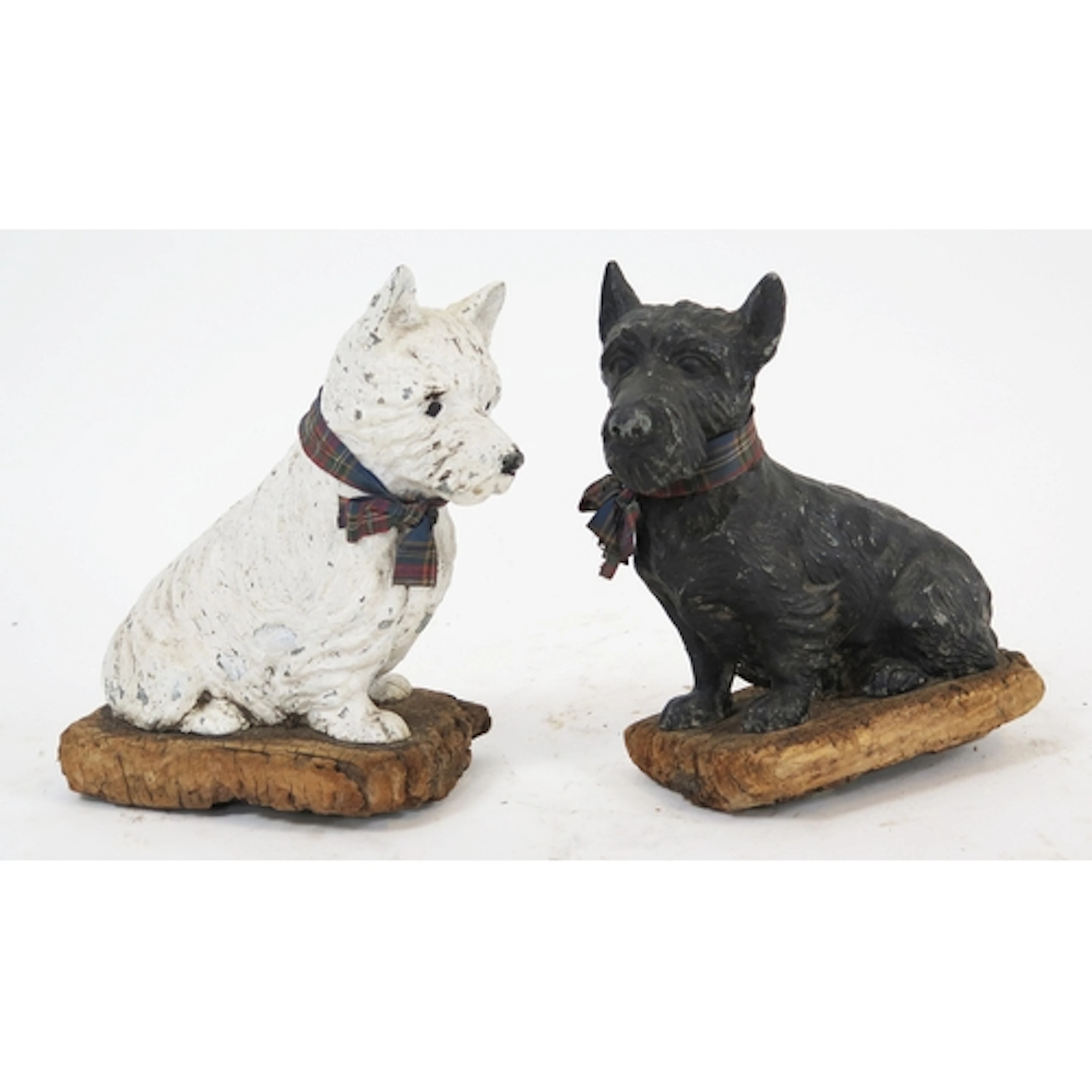 A pair of cold painted metal models of Scottish Terriers, mo...