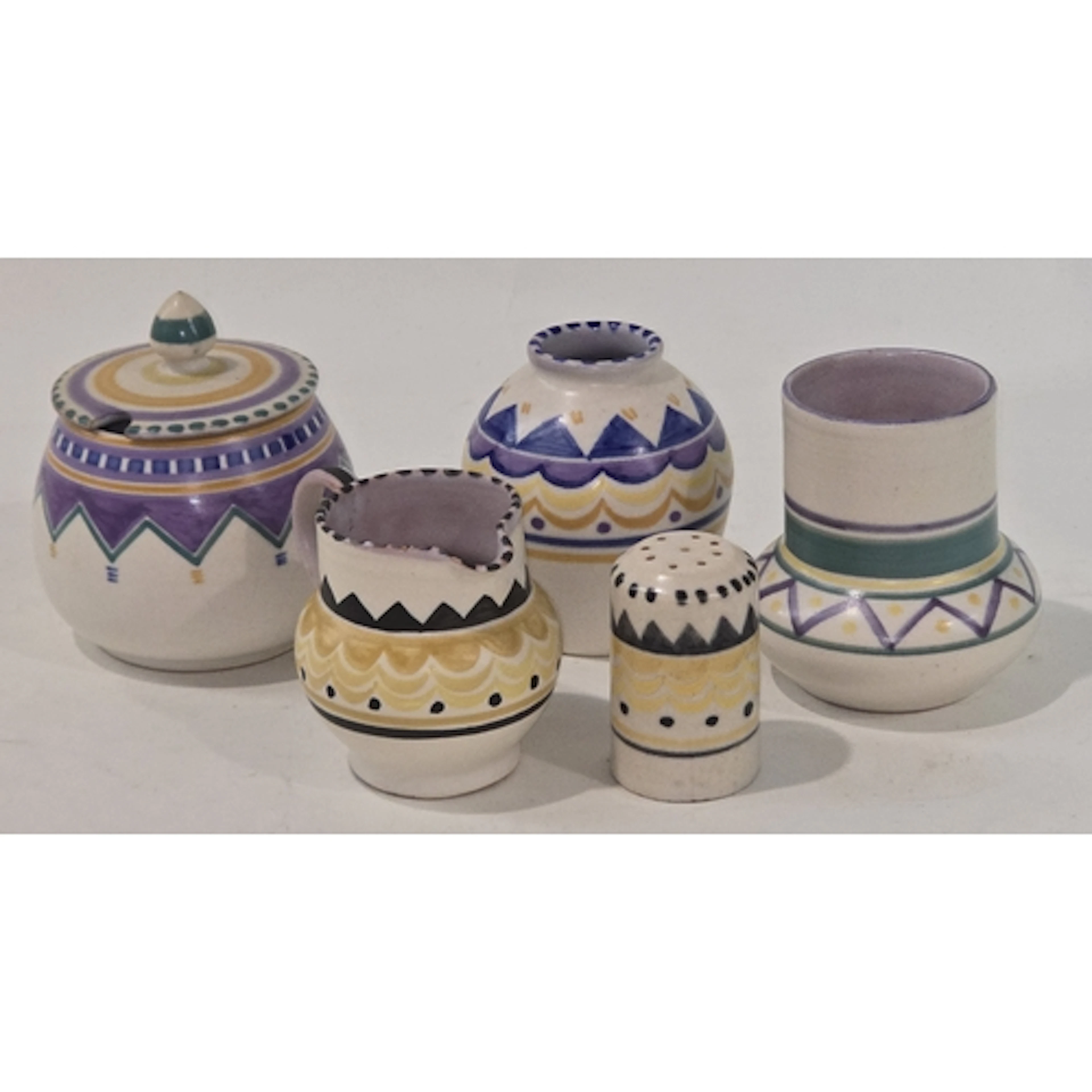 Poole Pottery small group of geometric design pieces to incl...