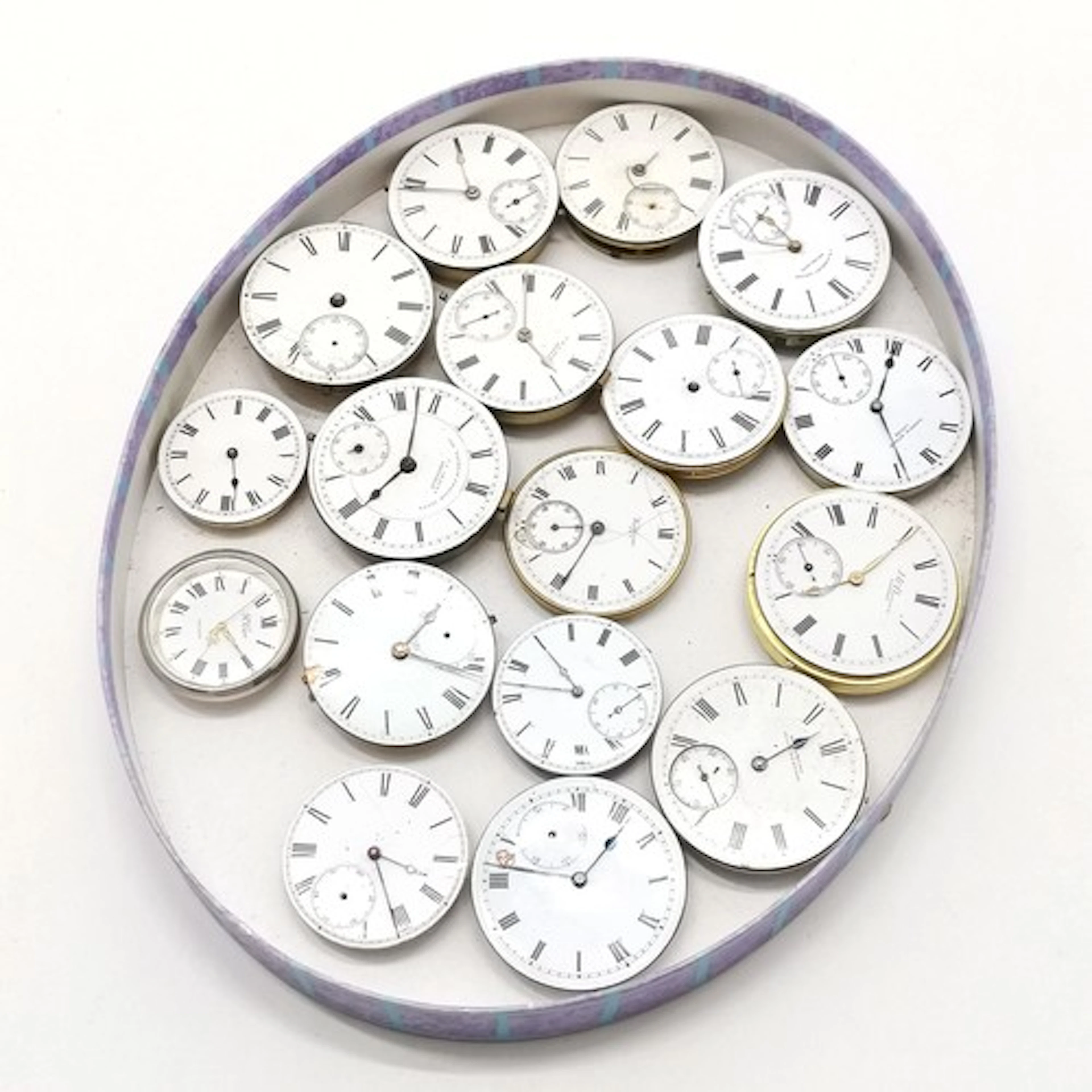 16 x pocket watch movements inc J W Benson, Harris Stone (Le...