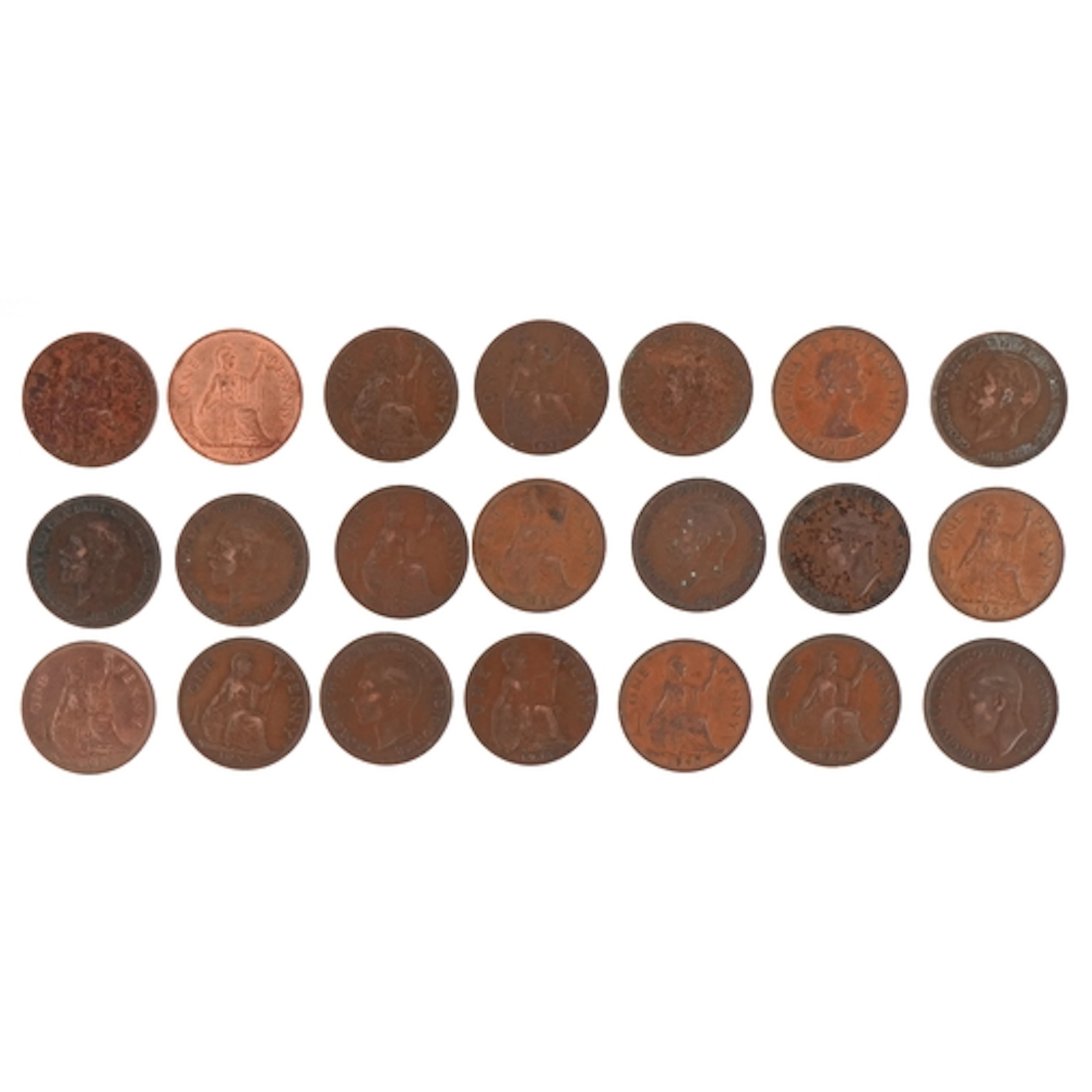 Small quantity of British pre decimal pennies including Geor...