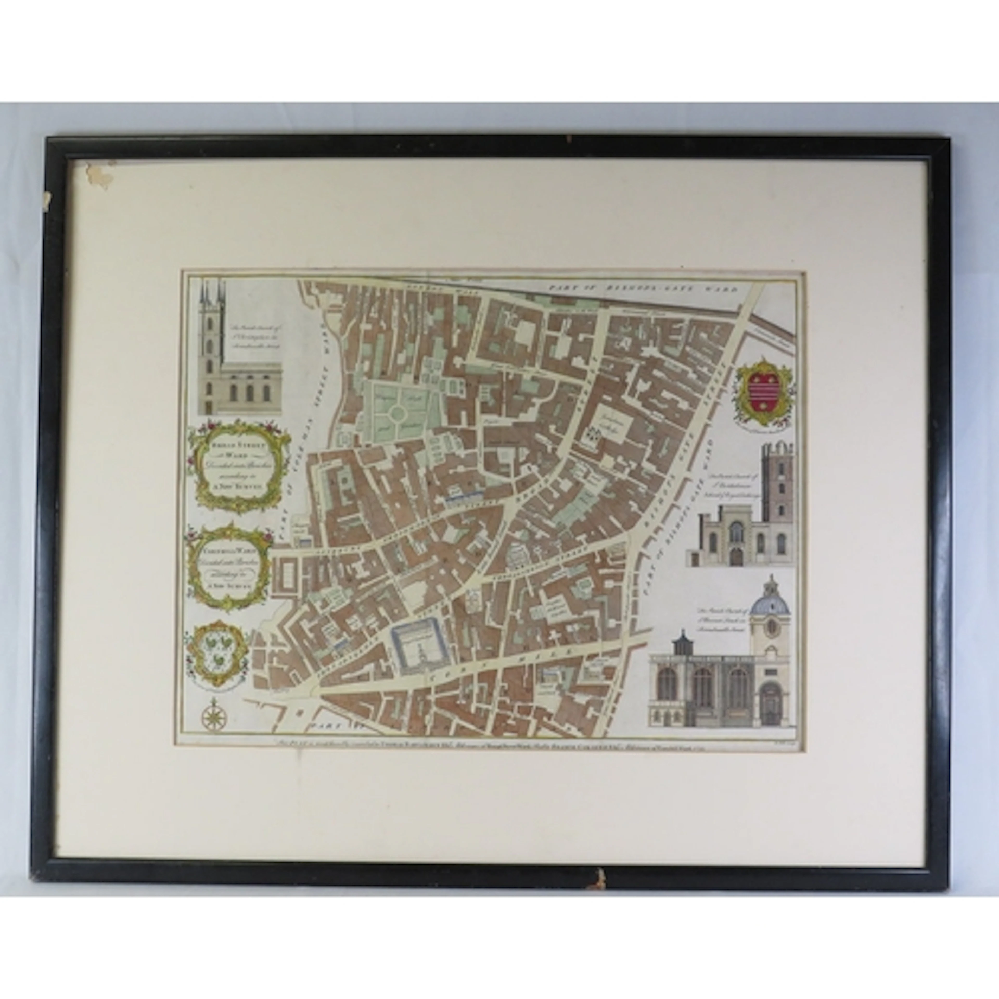 Framed Antique Printed Map entitled 'Broadstreet Ward' & 'Co...
