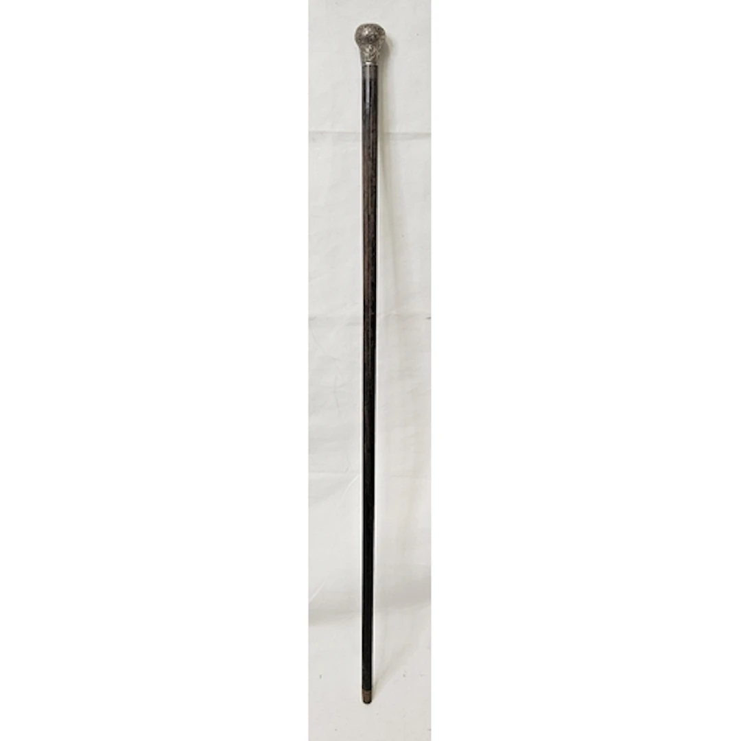Antique Hallmarked Silver Topped ebonised evening cane, orna...
