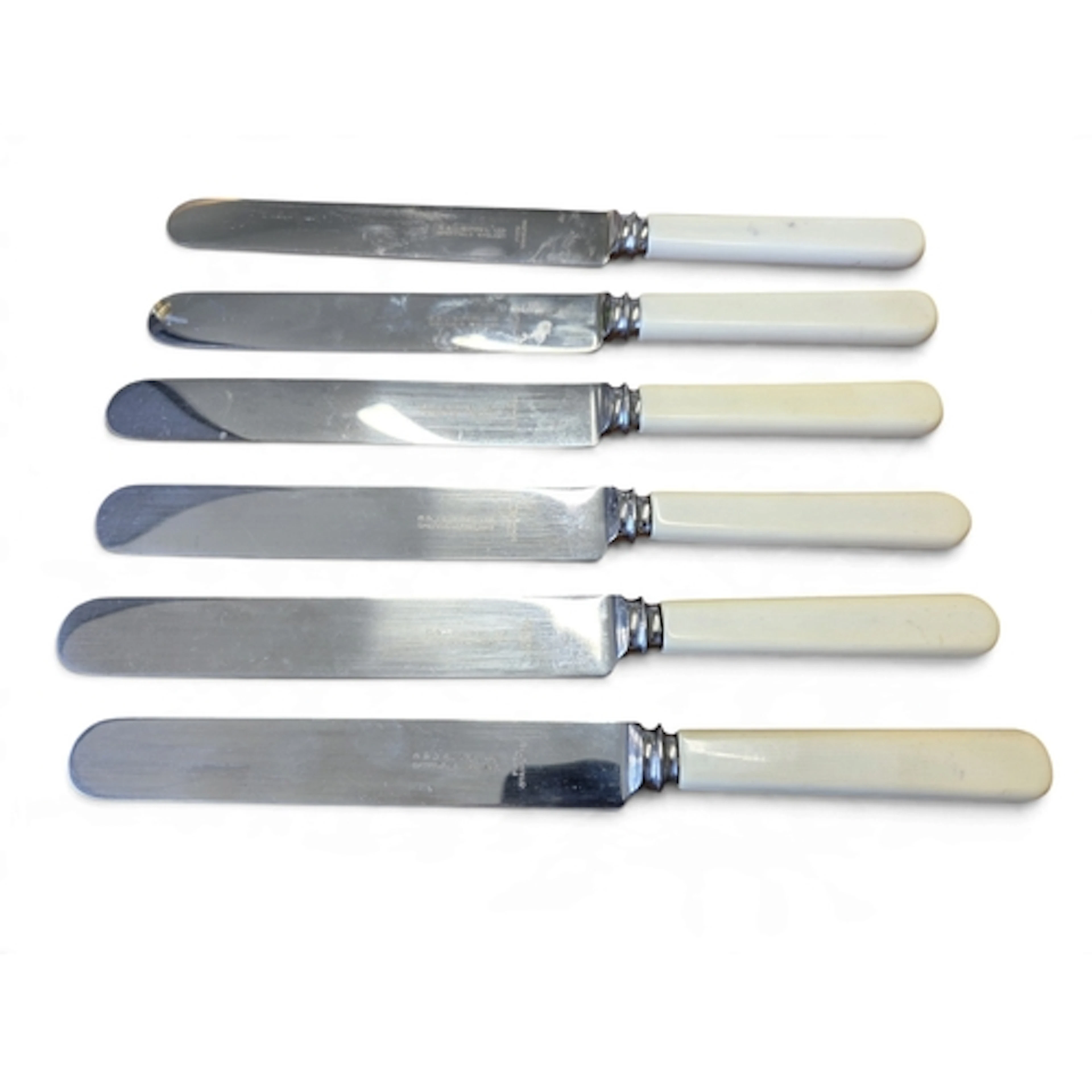 A good set of six vintage stainless steel dinner knives by S...