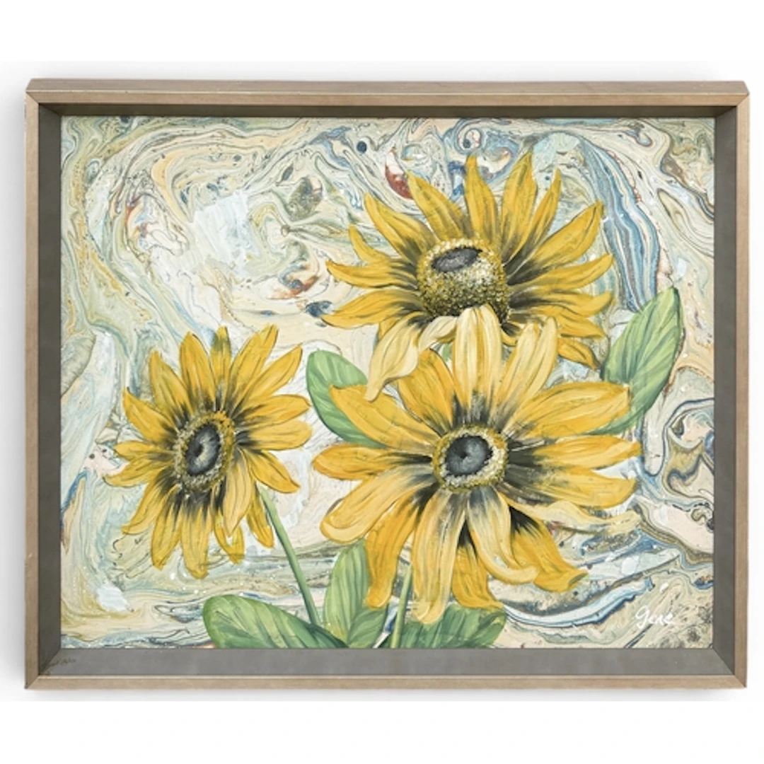 20TH CENTURY SCHOOL: SUNFLOWERS IN SURREALIST LANDSCAPE Oil ...