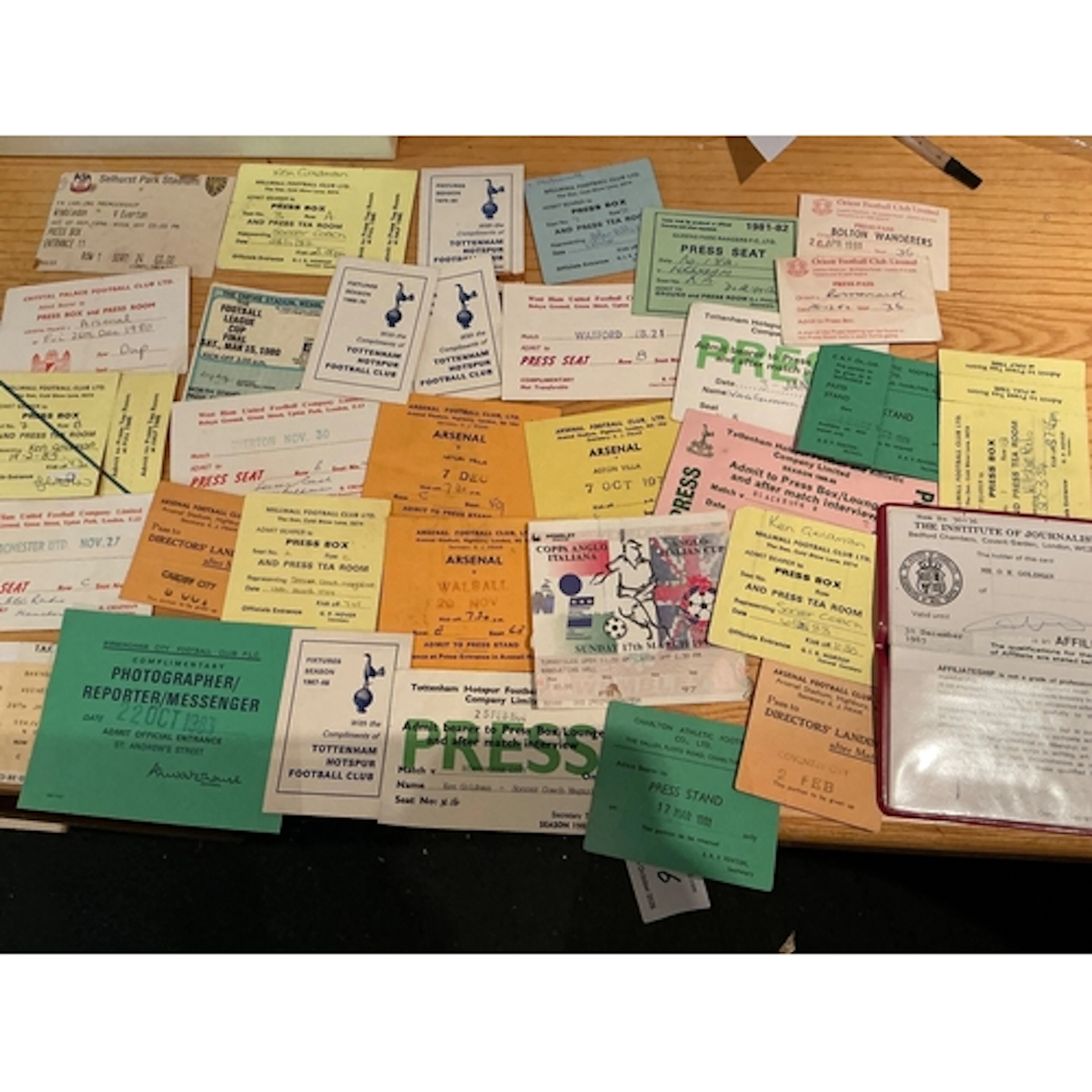Football Ticket Collection: Collected by the journalist Ken ...