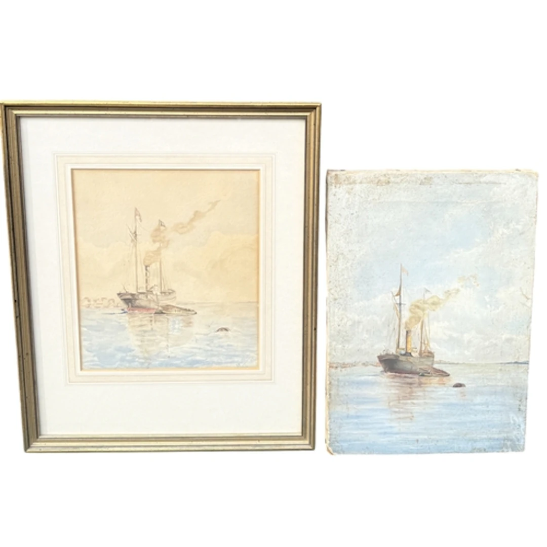 EARLY 20TH CENTURY BRITISH SCHOOL: SHIP IN A HARBOUR Oil on ...