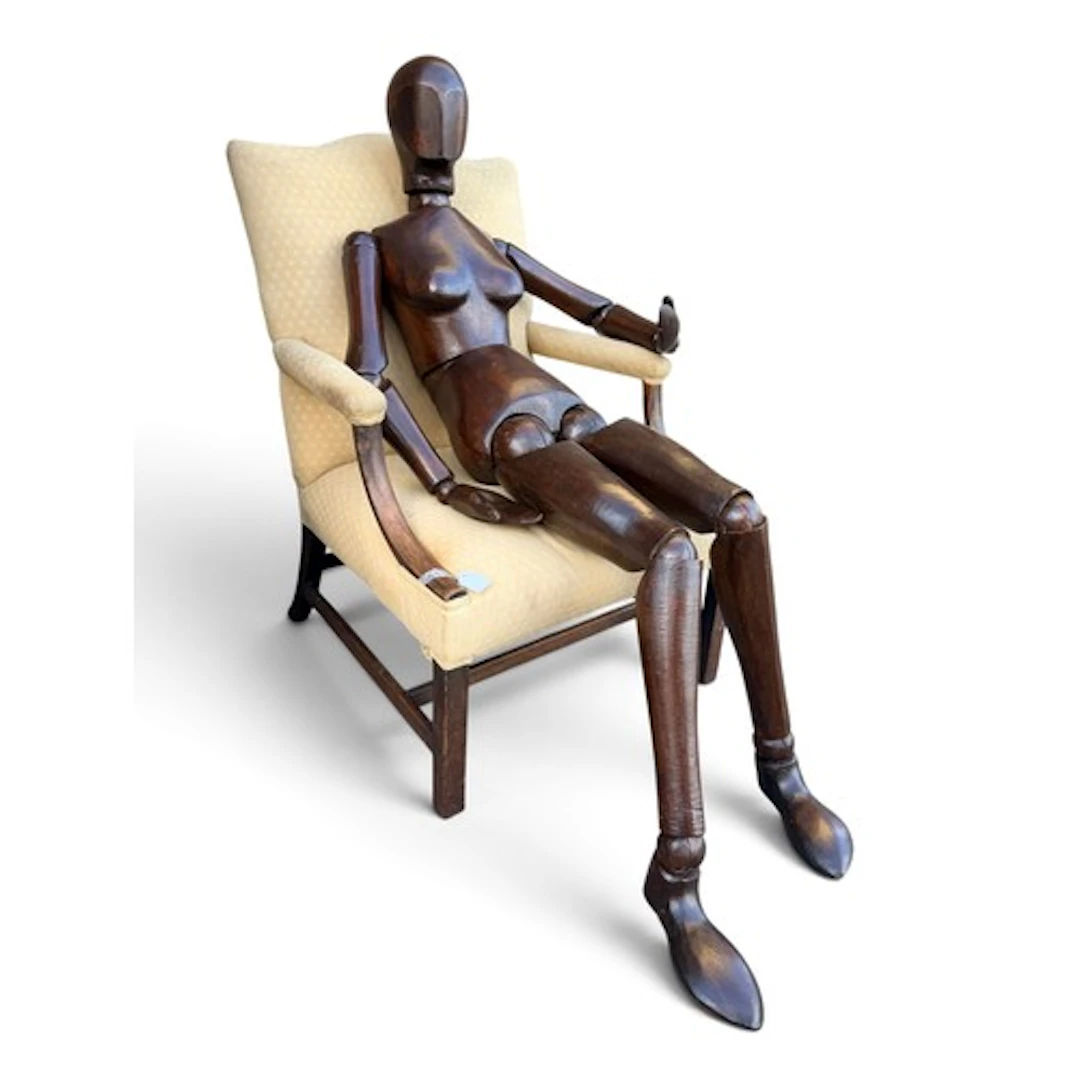 A rare and impressive life-size wooden artist's lay figure o...