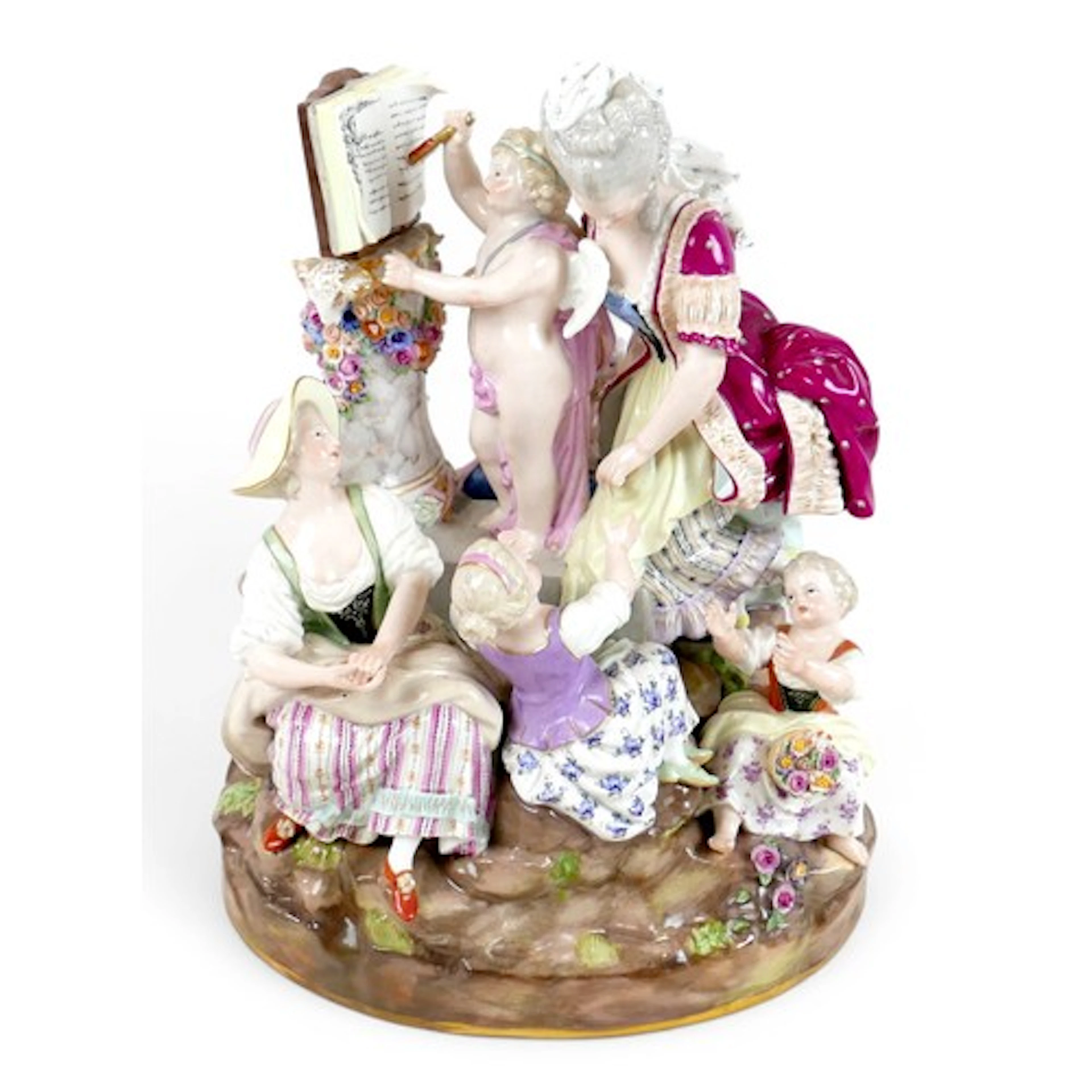 A 19th century Meissen porcelain group, modelled as 'School ...