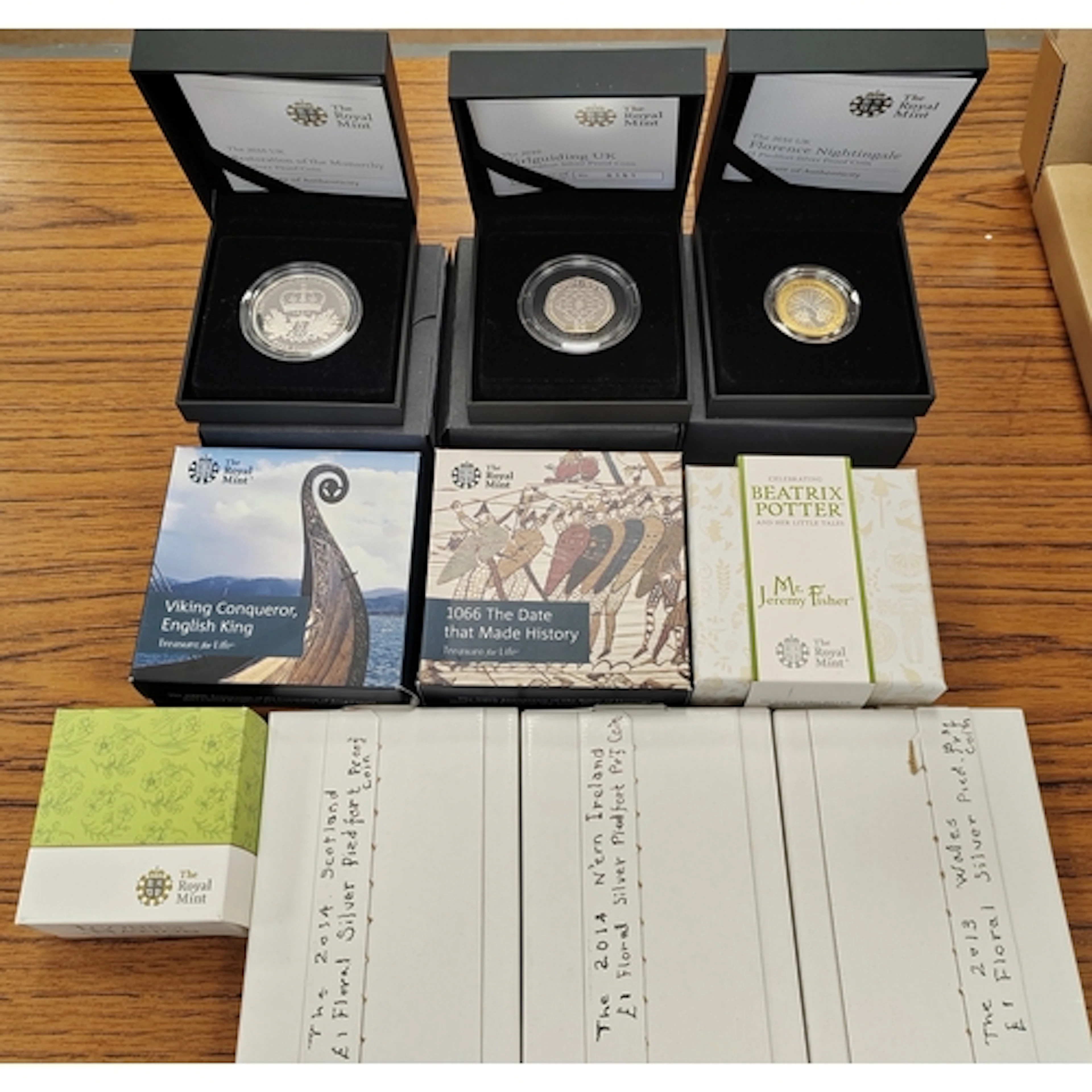 Collection of boxed piedfort silver proofs FDC, includes 201...