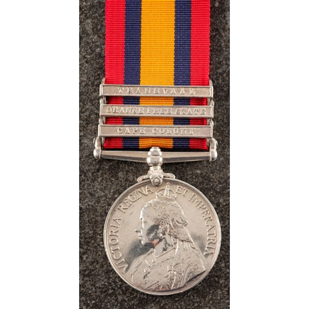 A Queens South Africa medal with three clasps awarded to 925...