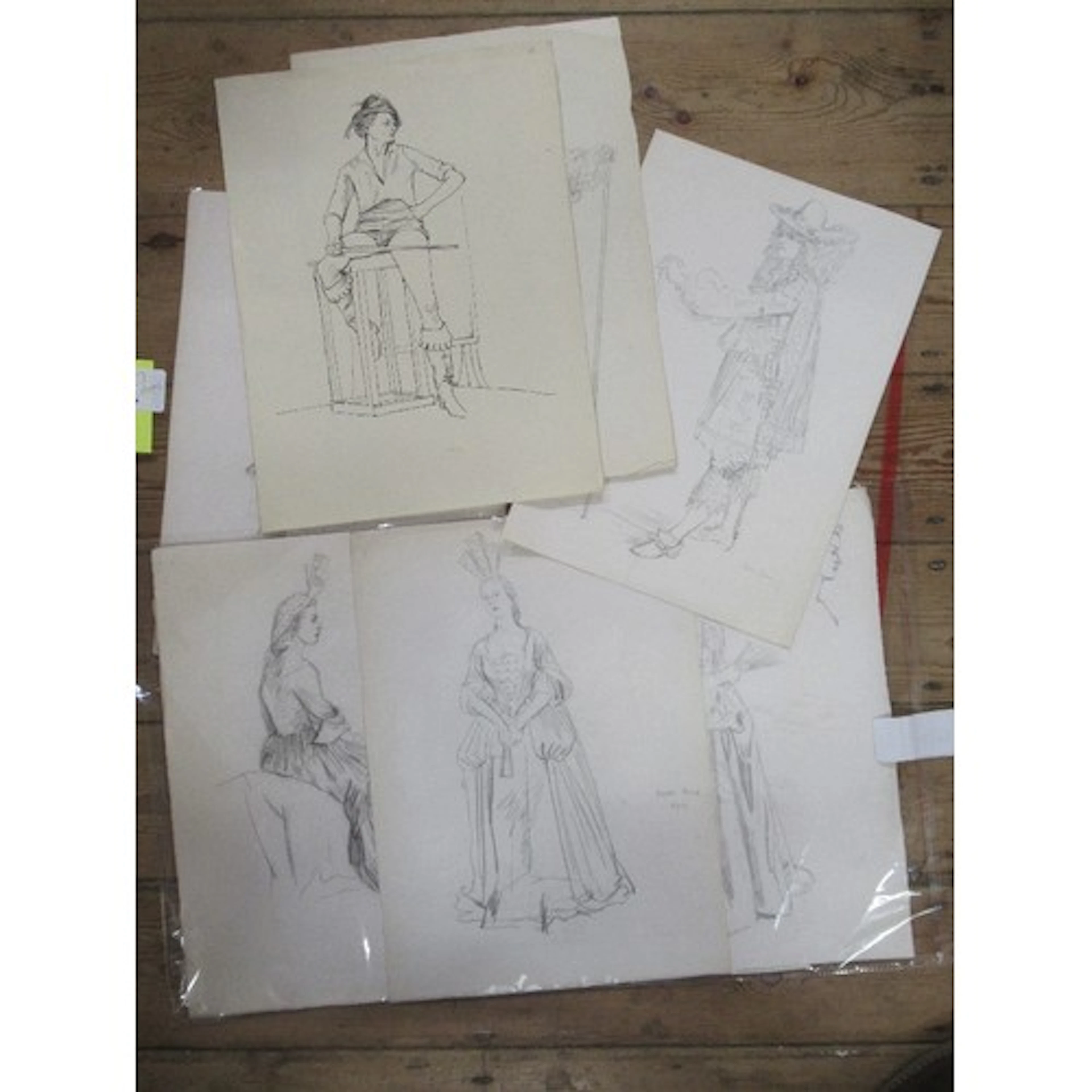 James Cleaver ARCA drawings in pencil, studies of figures ...