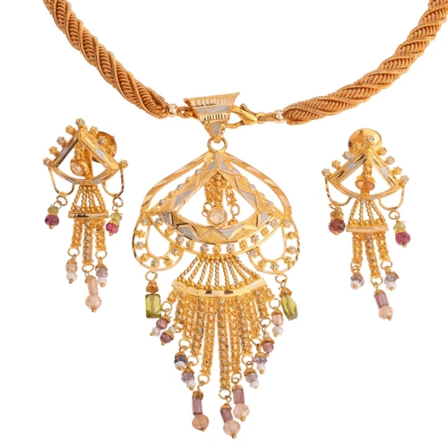 An Indian 18ct two-colour gold 2-piece jewellery set, compri...