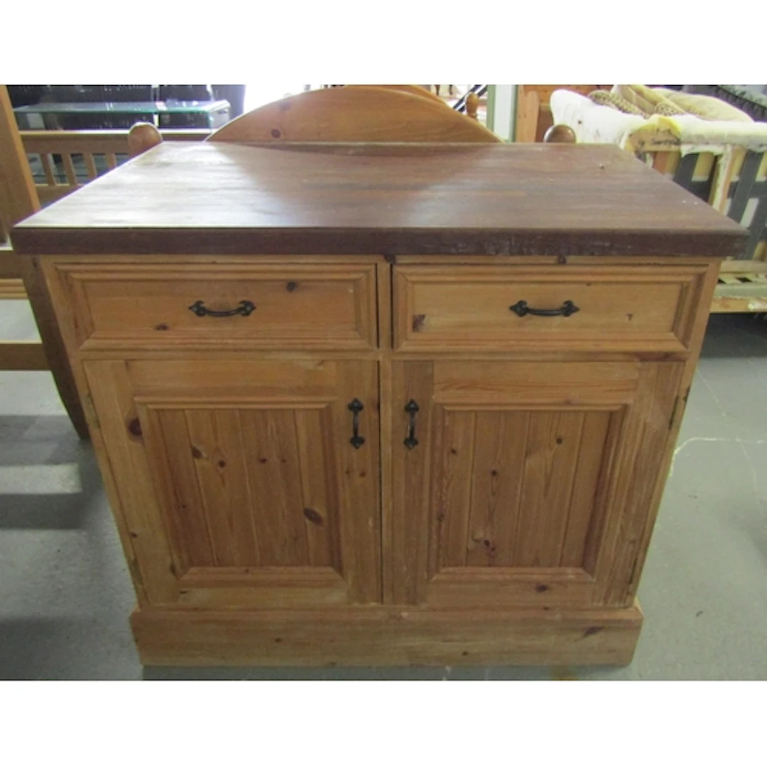 Pine and Hardwood Twin Drawer Side Cabinet Plinth Base Two D...