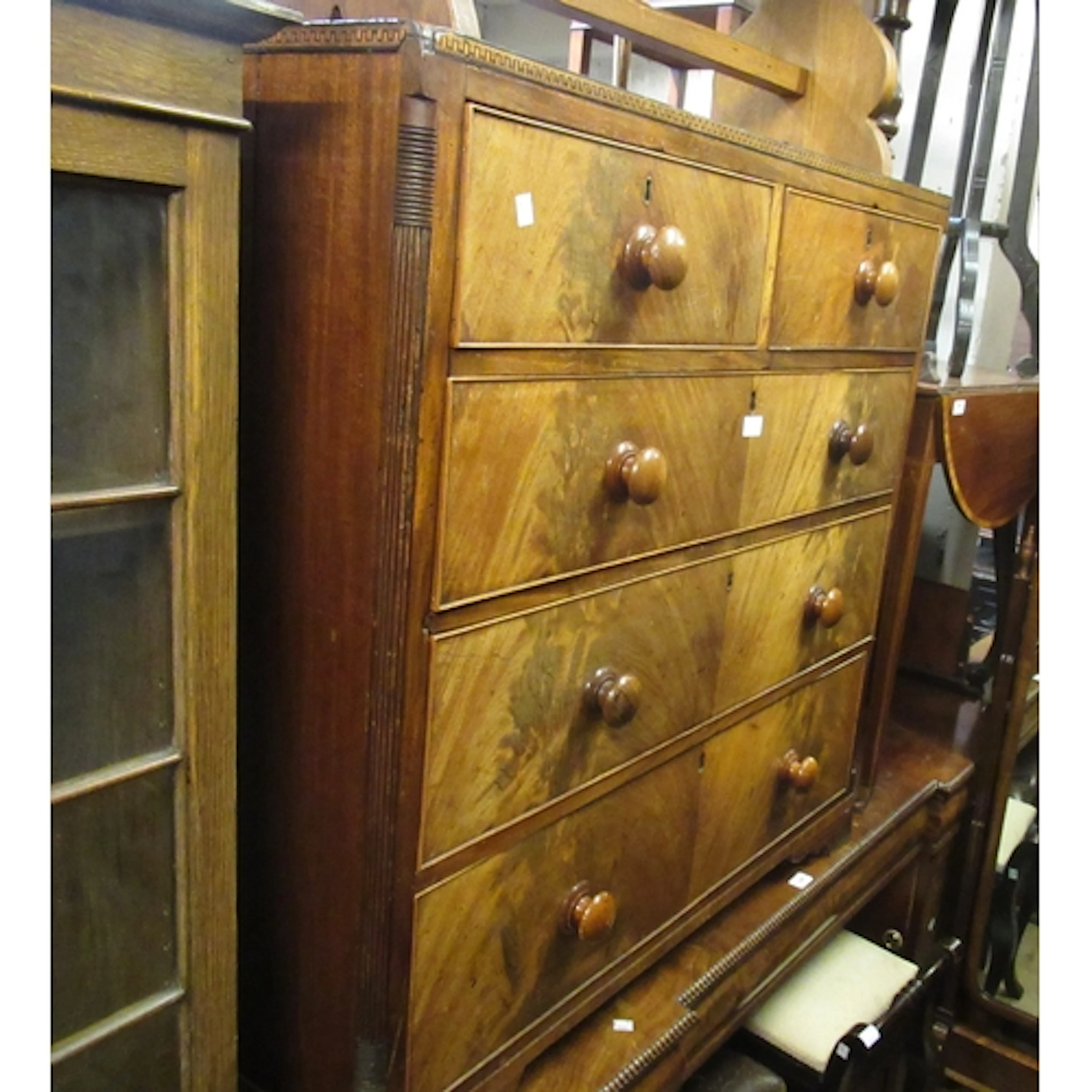 19th Century mahogany straight front chest, the flush top ab...
