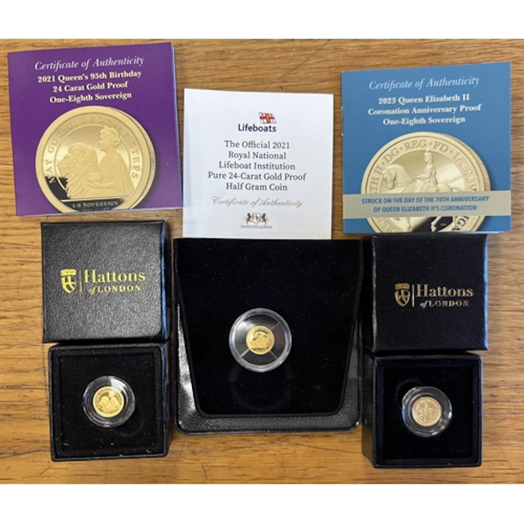 Investment Gold Lot - Documents Required. Trio of gold proof...
