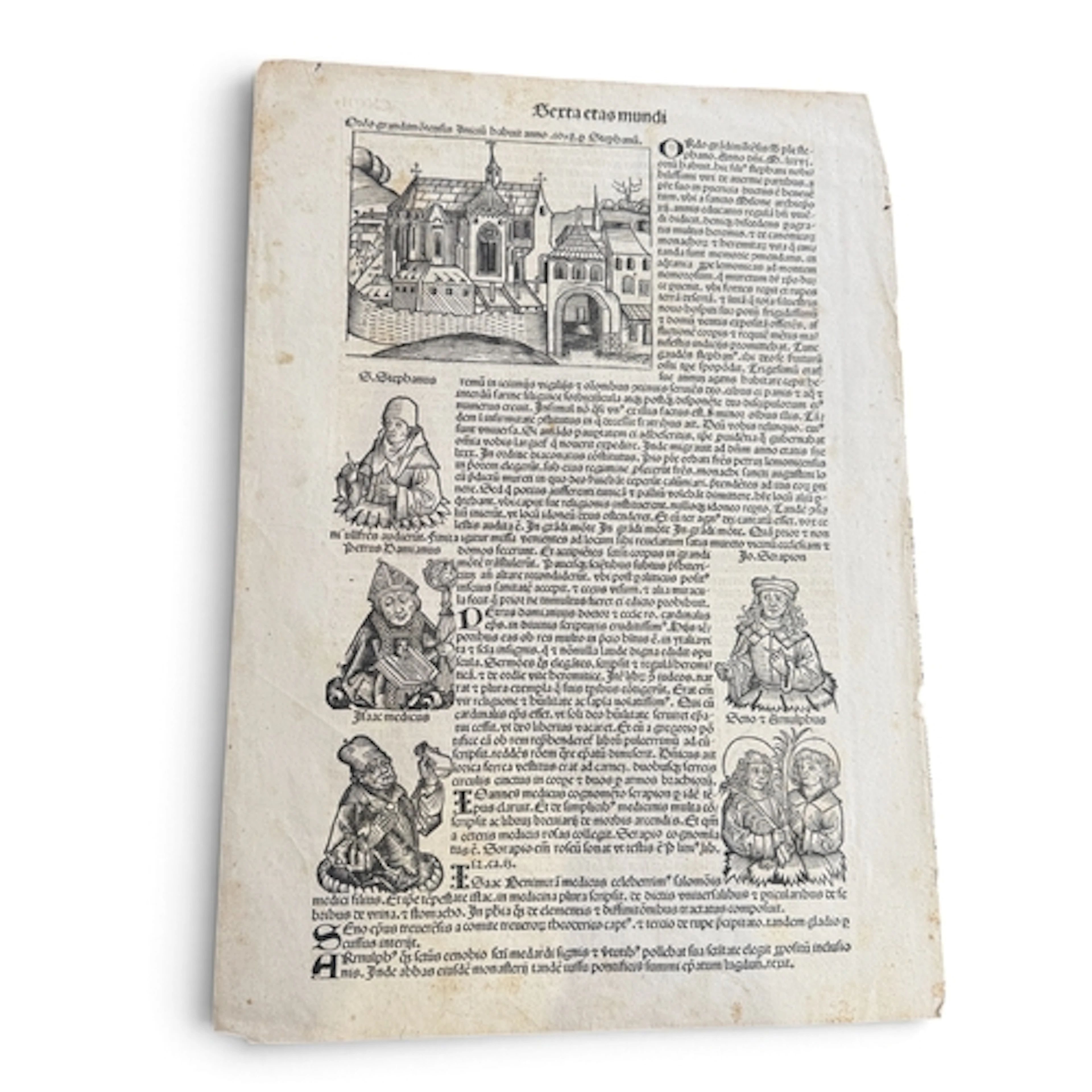 A SINGLE DOUBLE SIDED PAGE OF THE NUREMBERG CHRONICLE 43cm x...