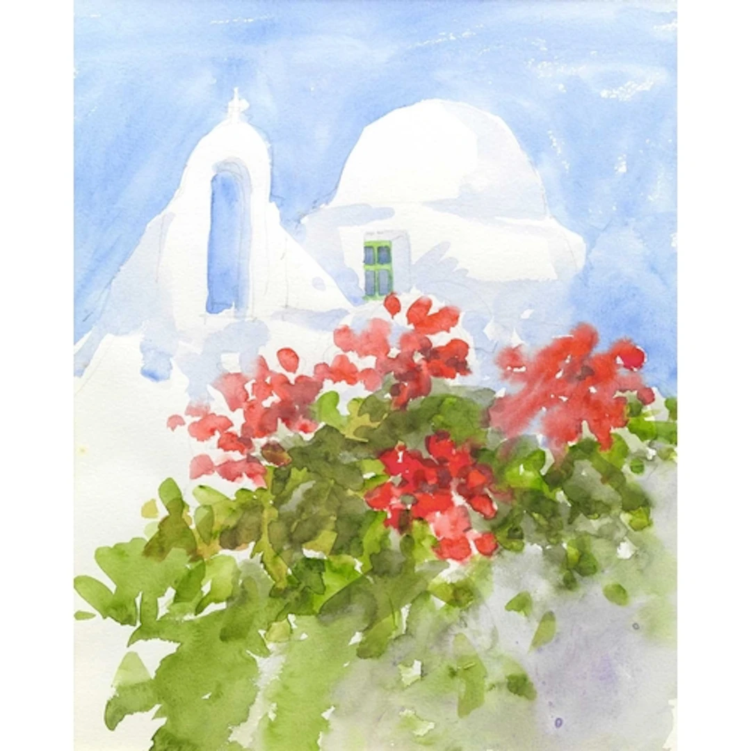 § John MILLER (1931-2002) Paraportiana, Mykonos Gouache, sta...