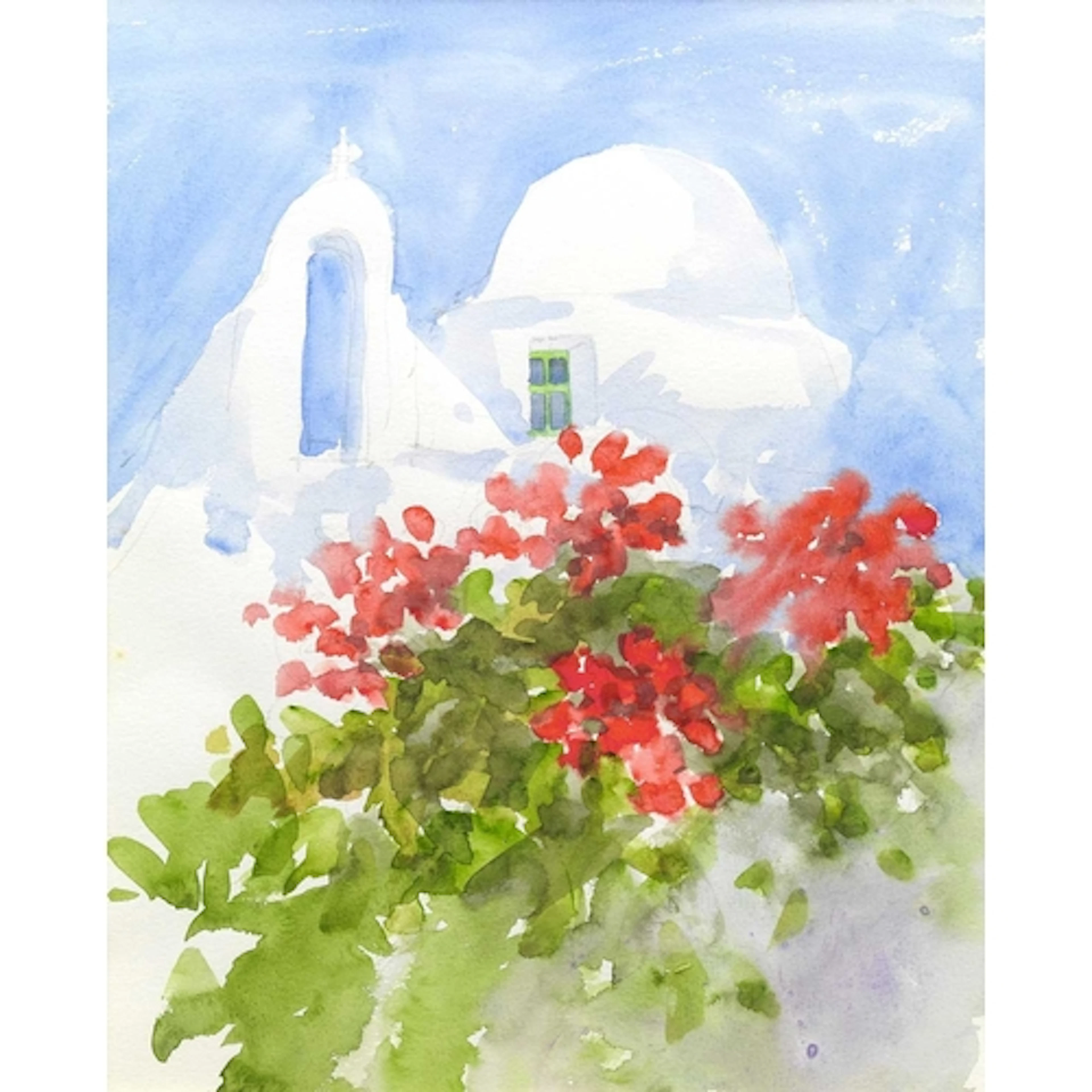 § John MILLER (1931-2002) Paraportiana, Mykonos Gouache, sta...
