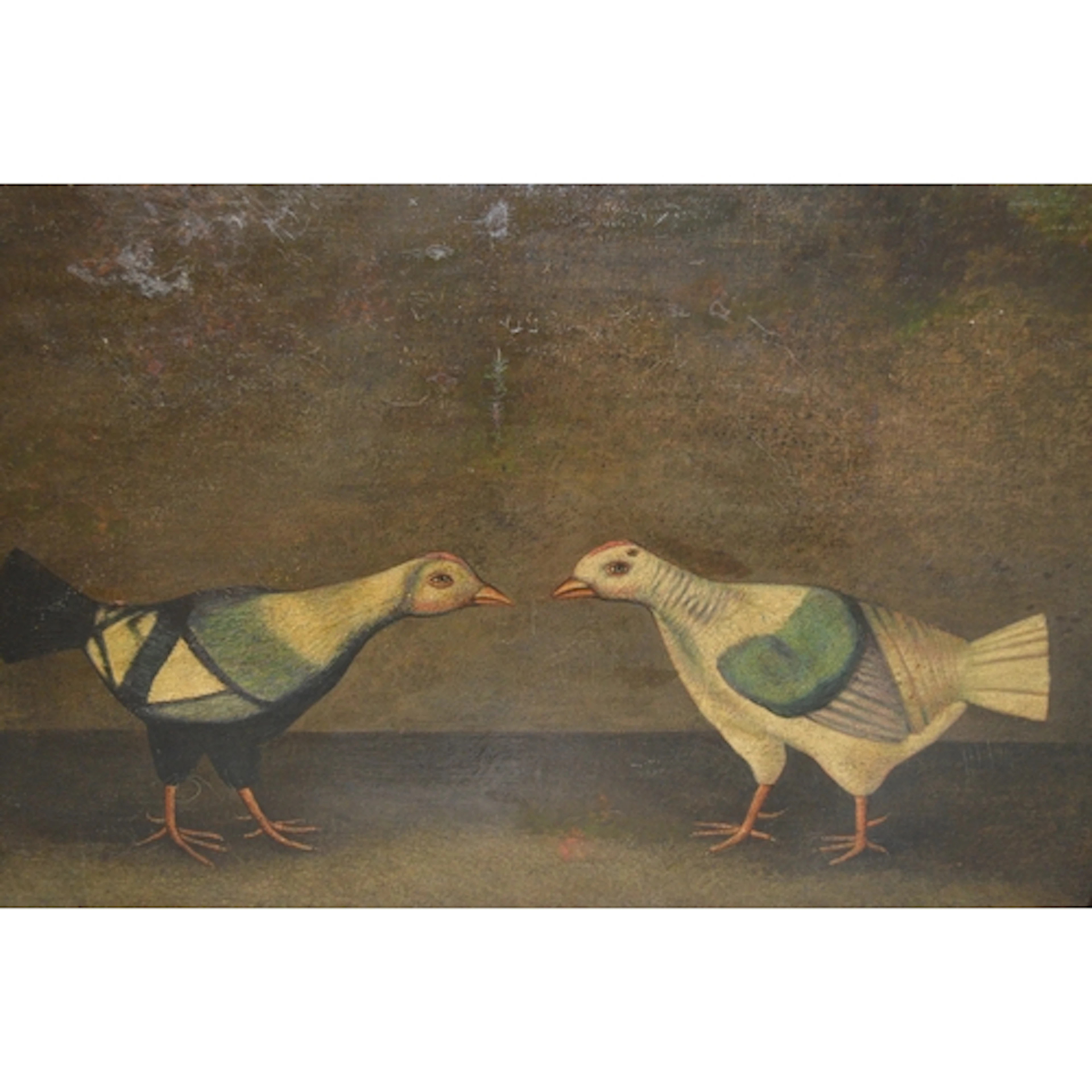 19th Century Primitive School, oil on canvas, study of a pai...