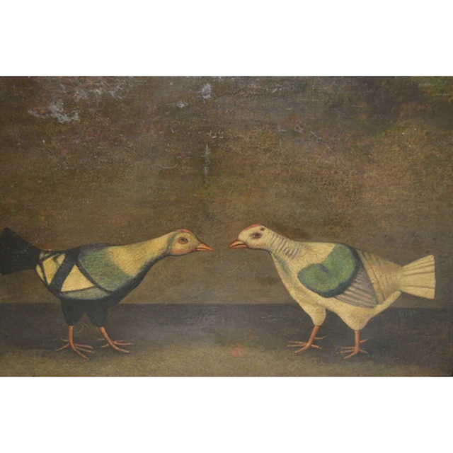 19th Century Primitive School, oil on canvas, study of a pai...
