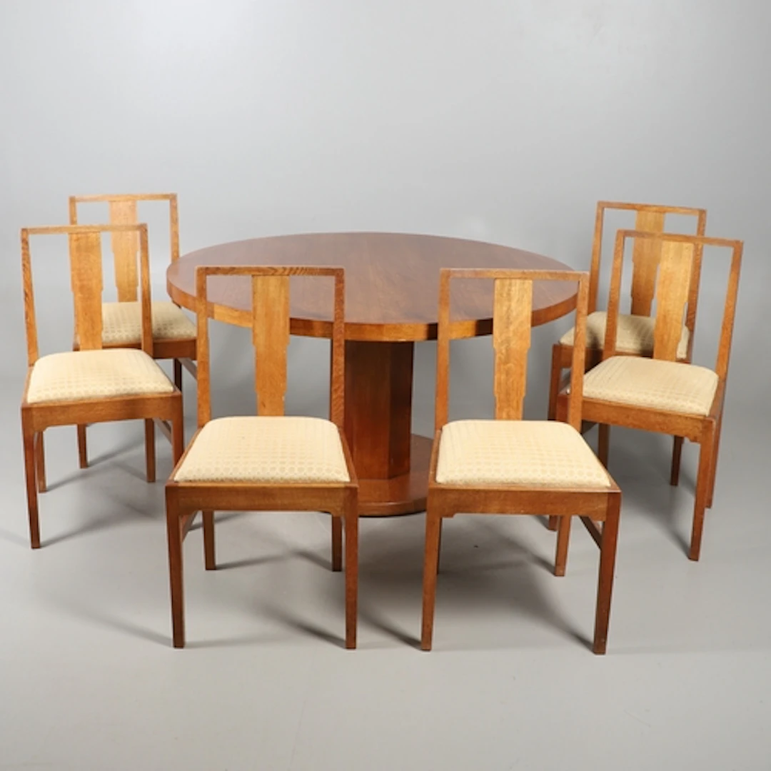 GORDON RUSSELL - LARGE CIRCULAR DINING TABLE & SIX DINING CH...