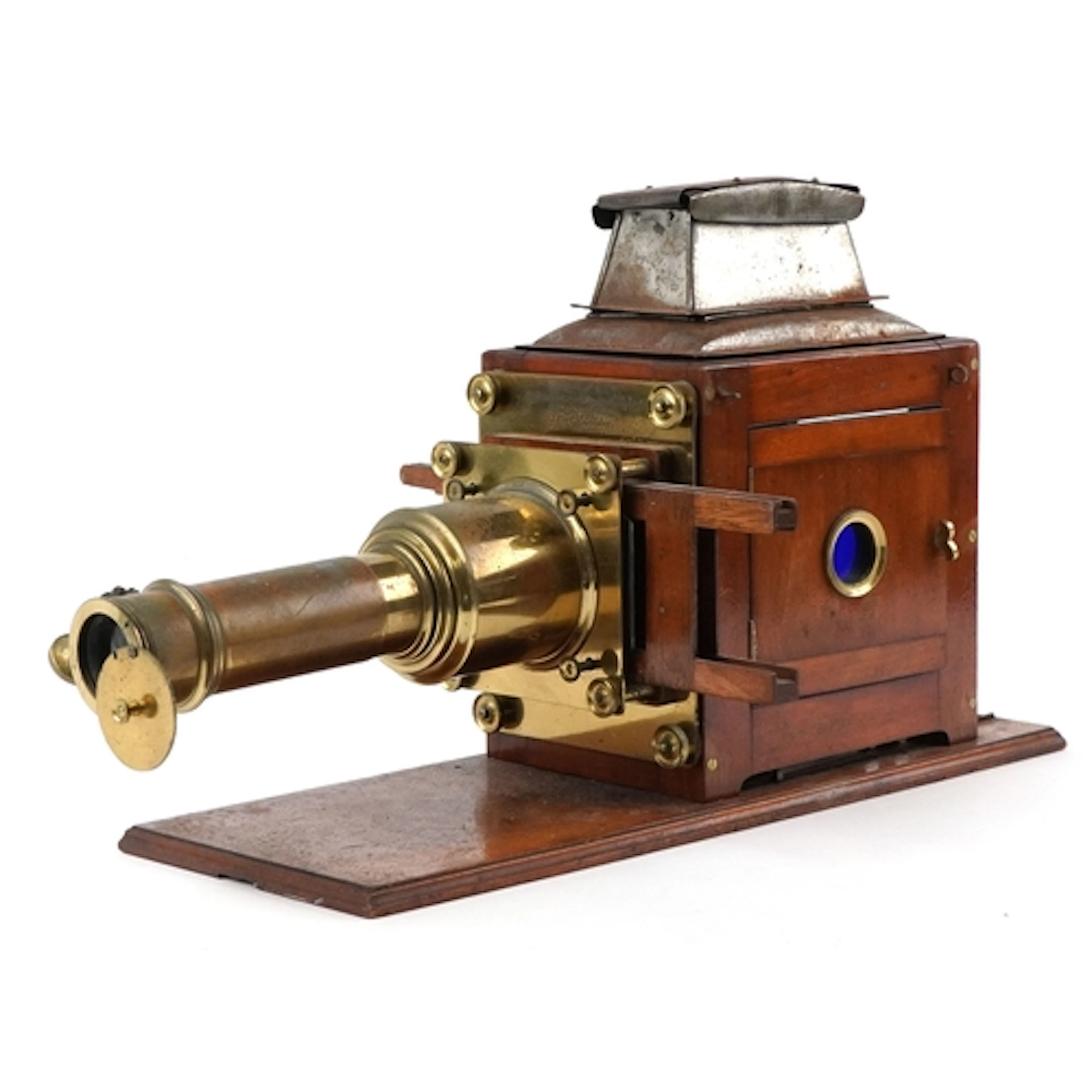 Antique Newton & Co. magic lantern projector, 65cm in length