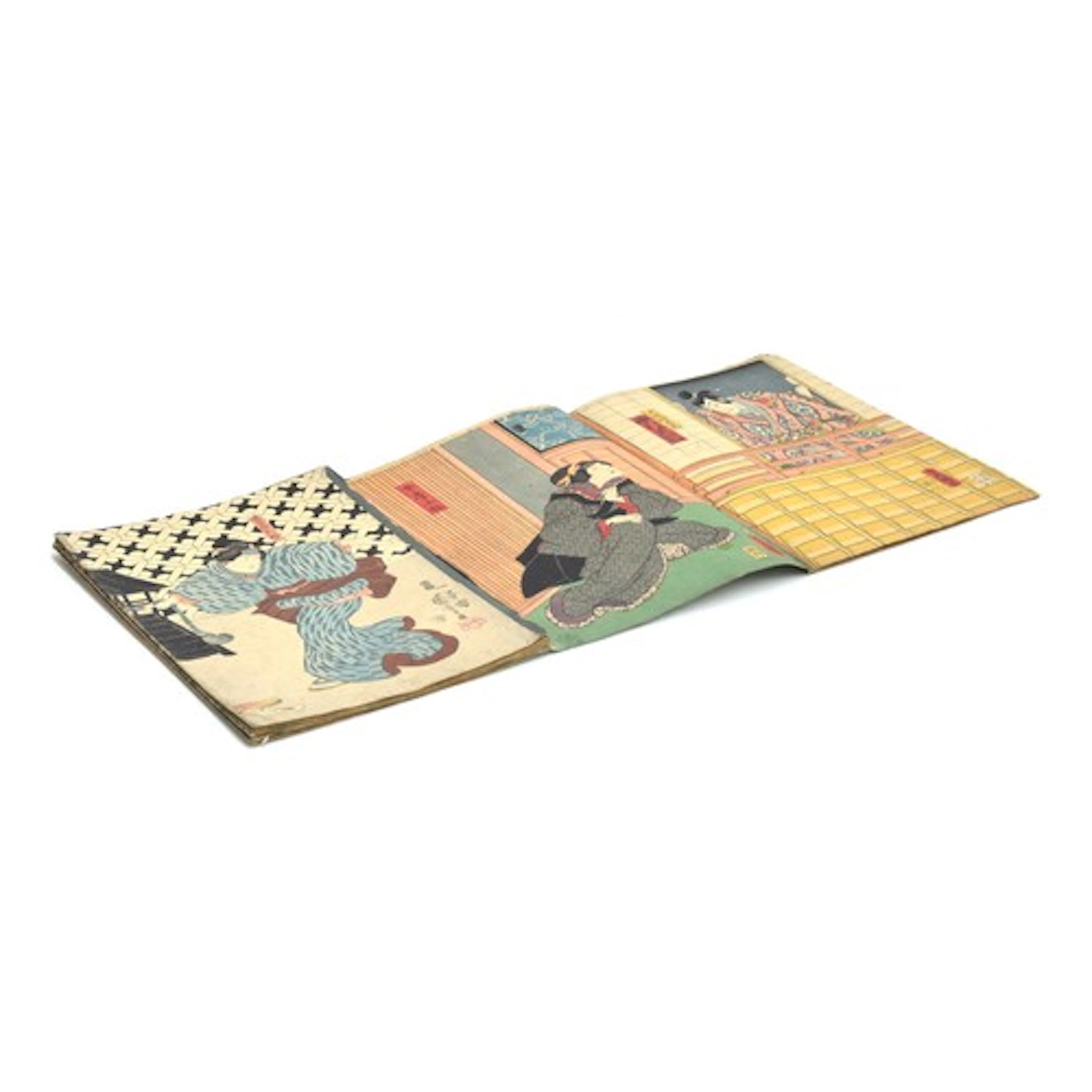 Utagawa Kunisada (Toyokuni III), A concertina album of 46 Ja...