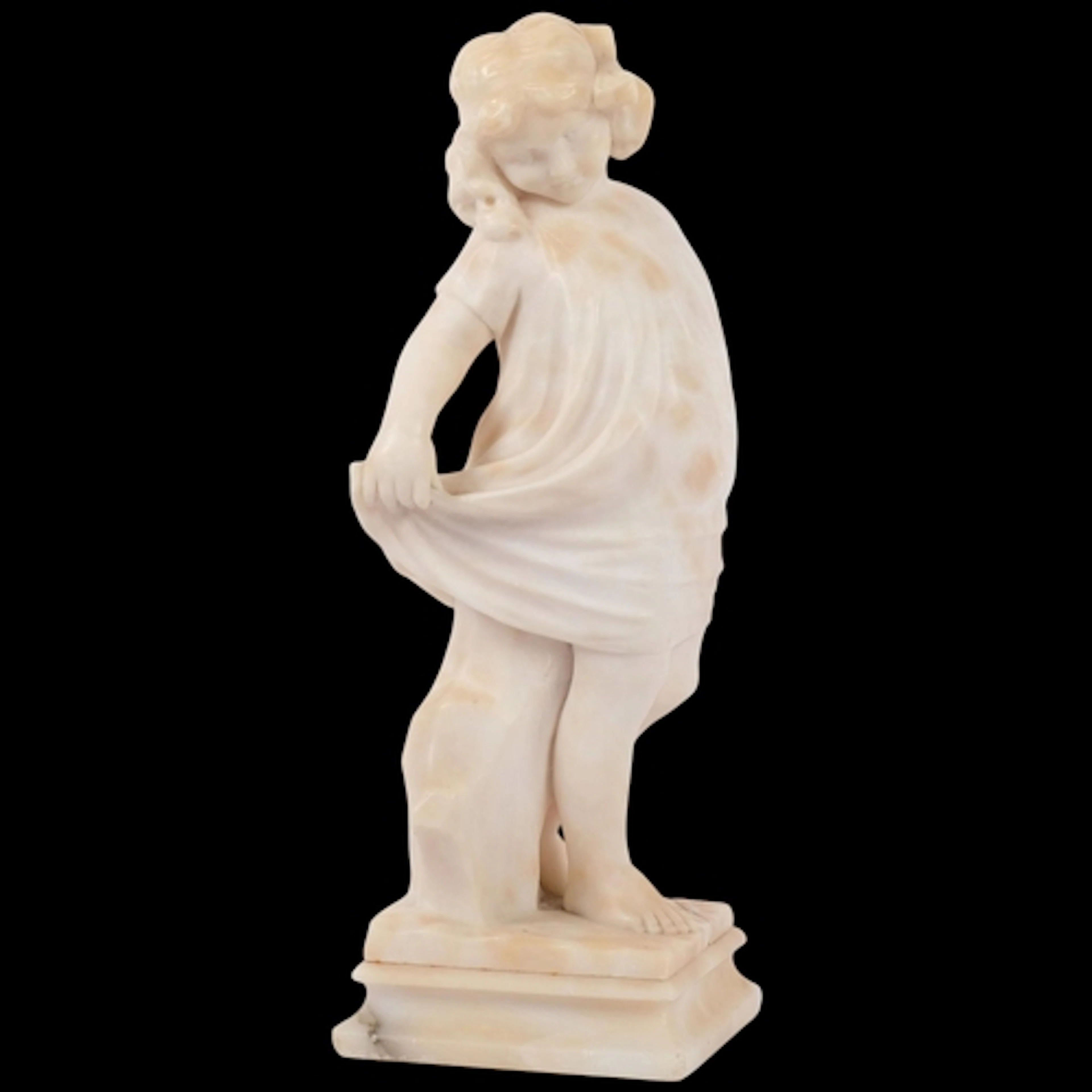 A 19th century alabaster sculpture depicting a young girl, u...