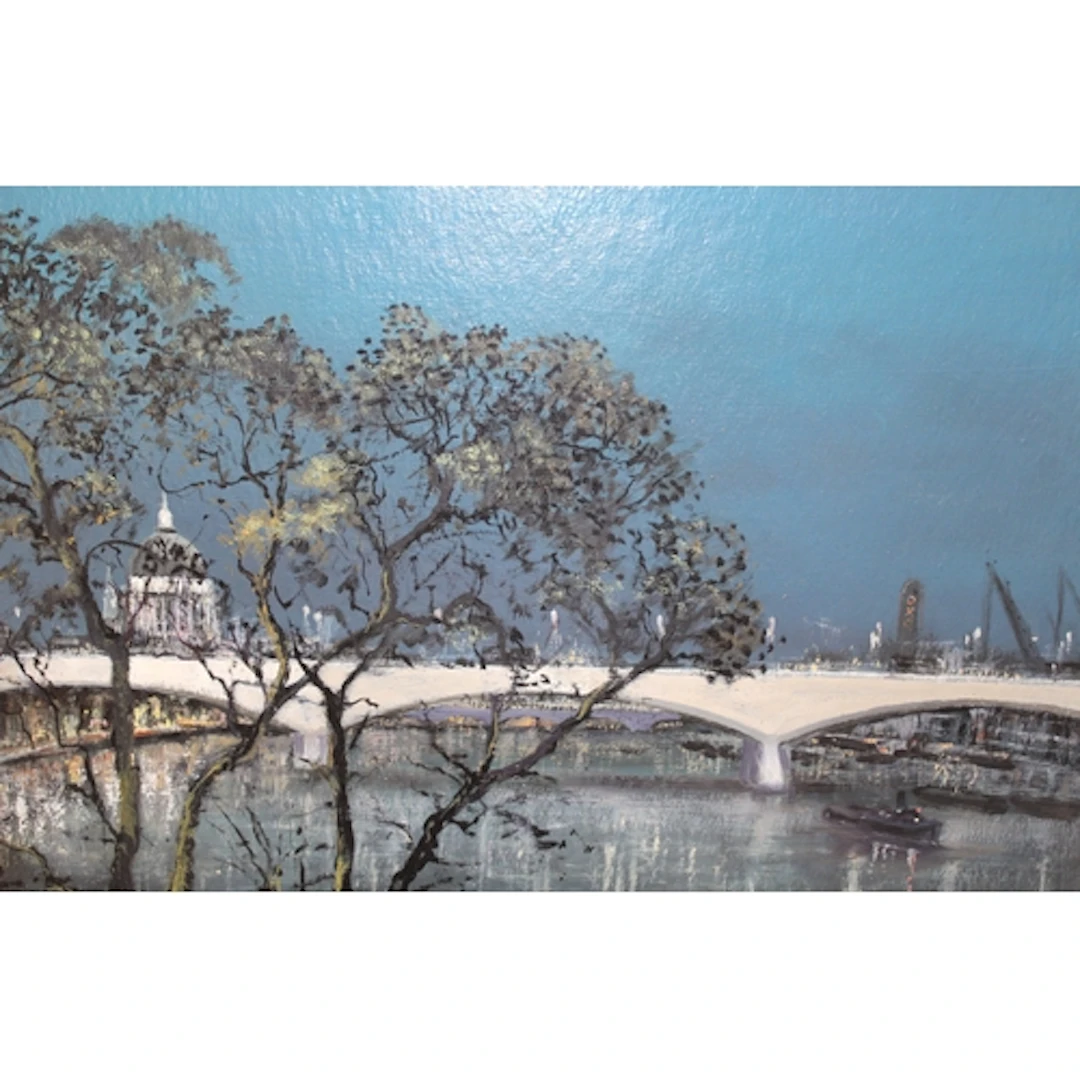 Sidney Joseph Iredale, oil on board ' Evening Waterloo Bridg...