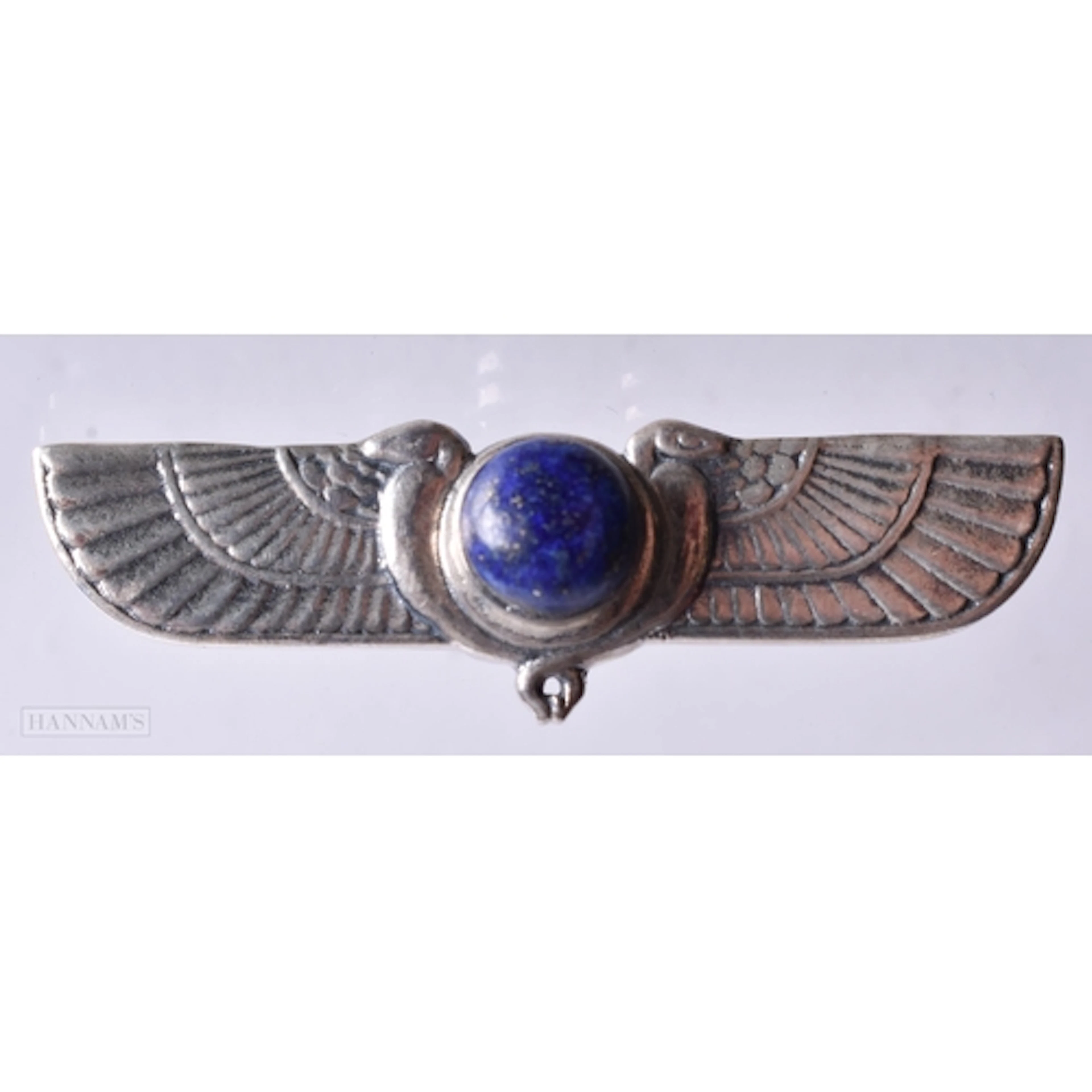 A Sterling Silver Egyptian Revival Style Brooch with a Hards...