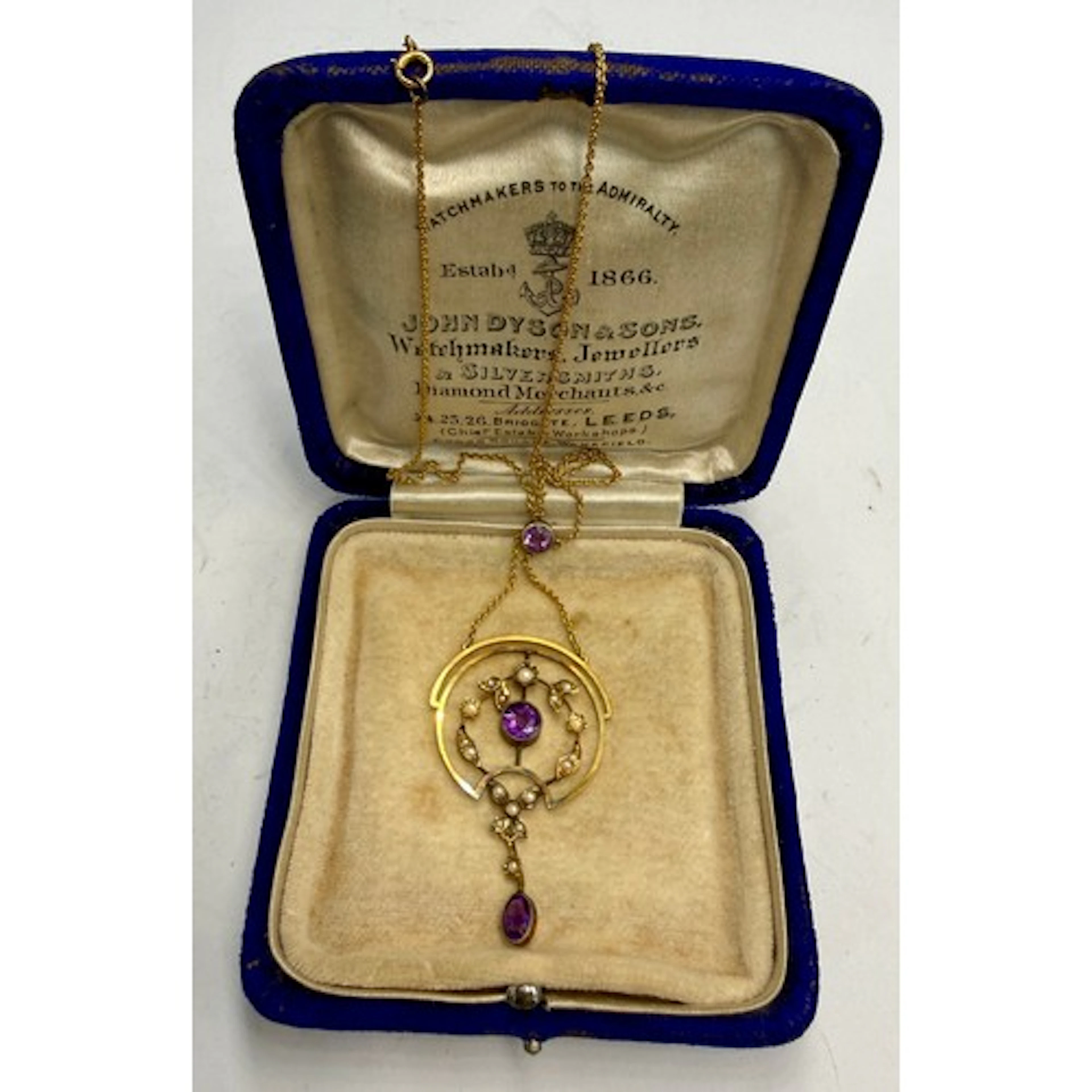 An Edwardian 9 carat gold amethyst and seed pearl necklace i...