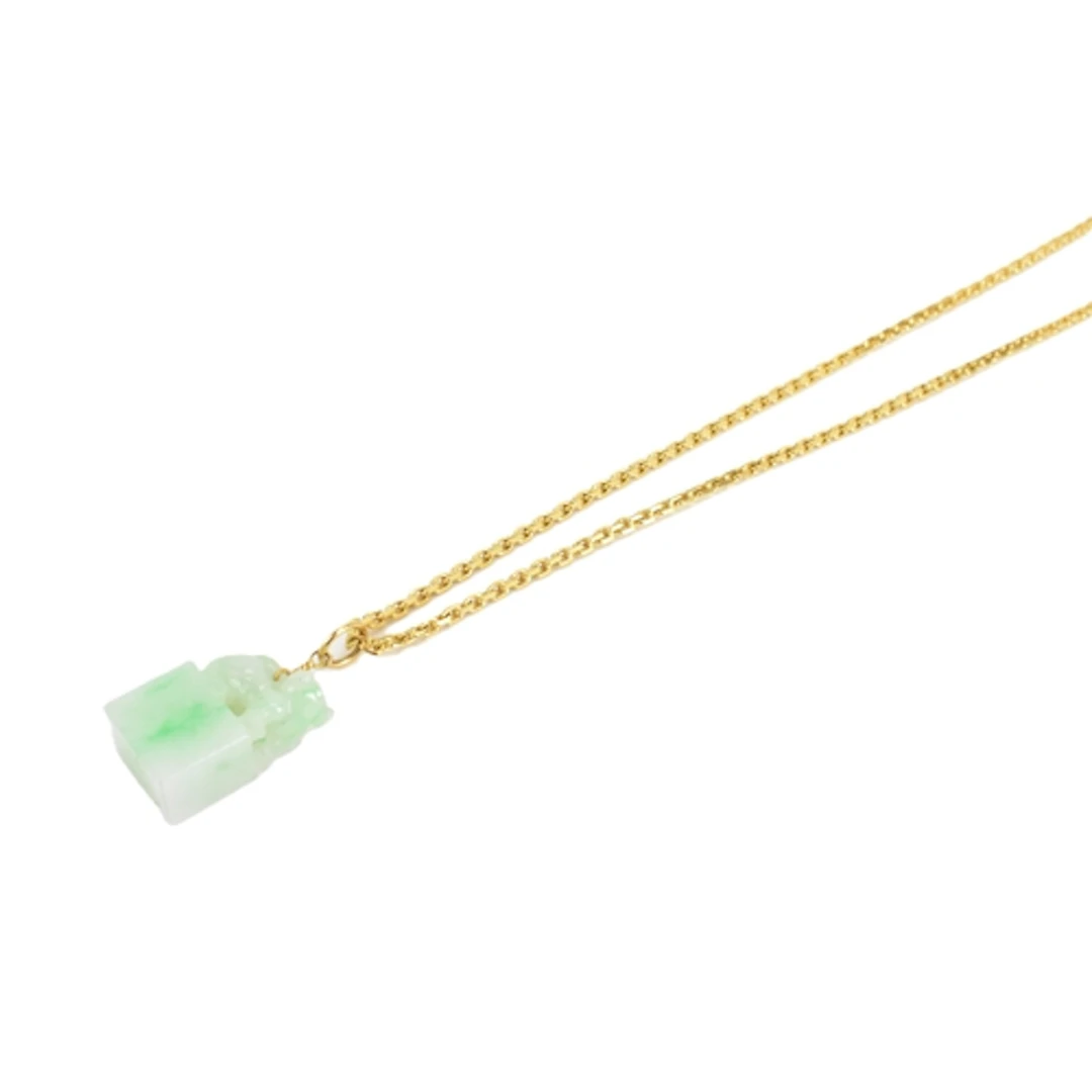A 22ct yellow gold cable link chain necklace and jade pendan...