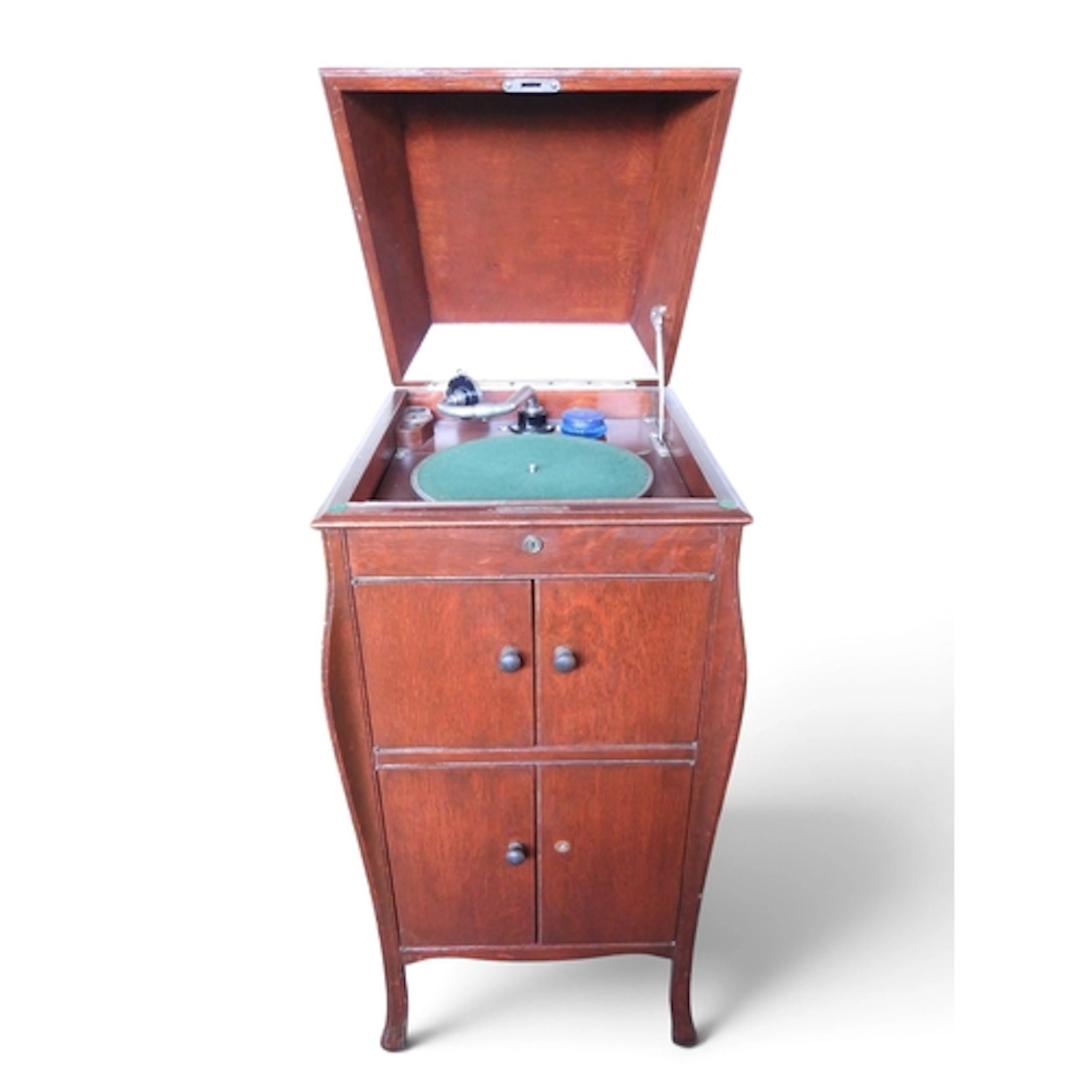 Gramophone Cabinets - Two standing wooden Phonograph cabinet...