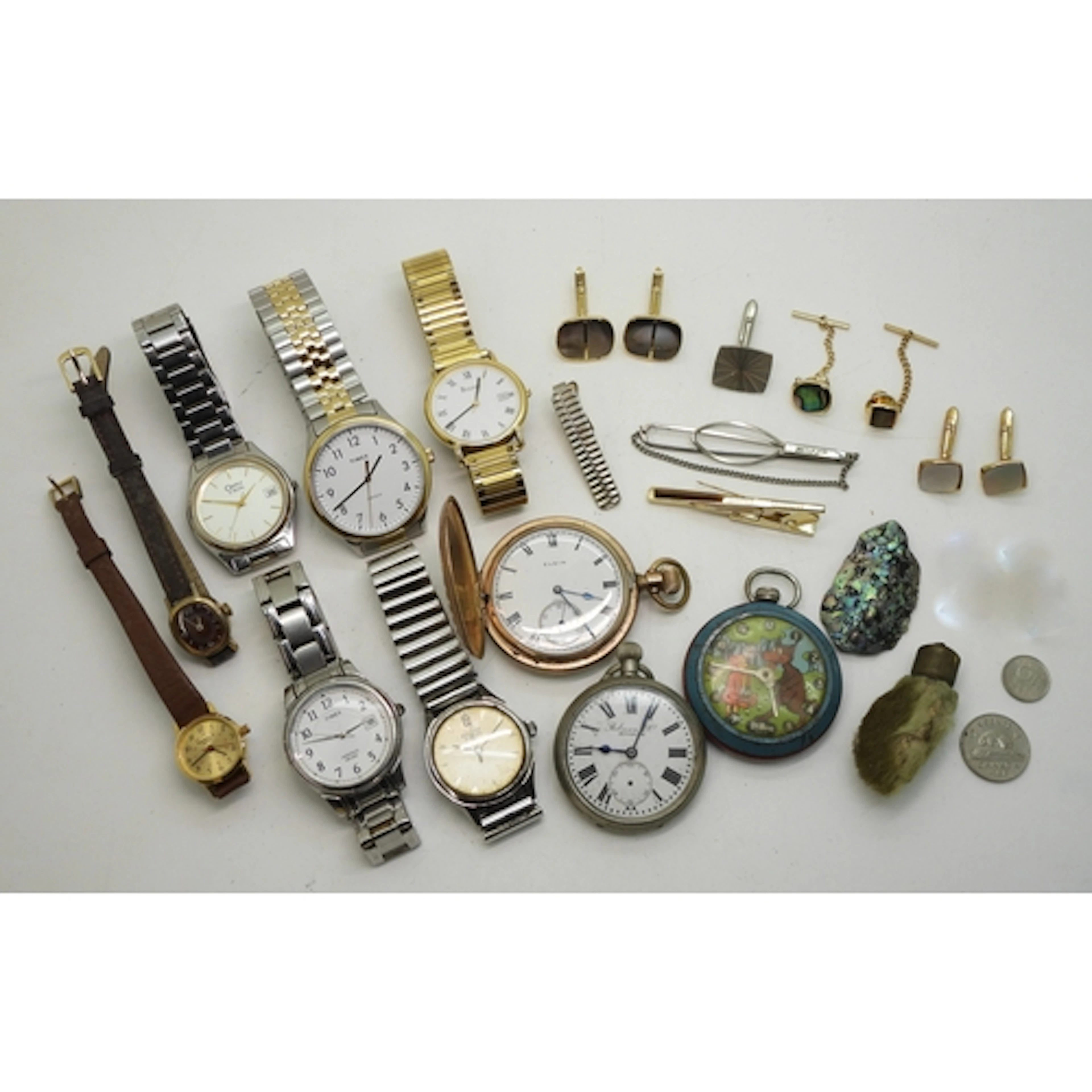 A collection of watches to include a gold plated Elgin pocke...
