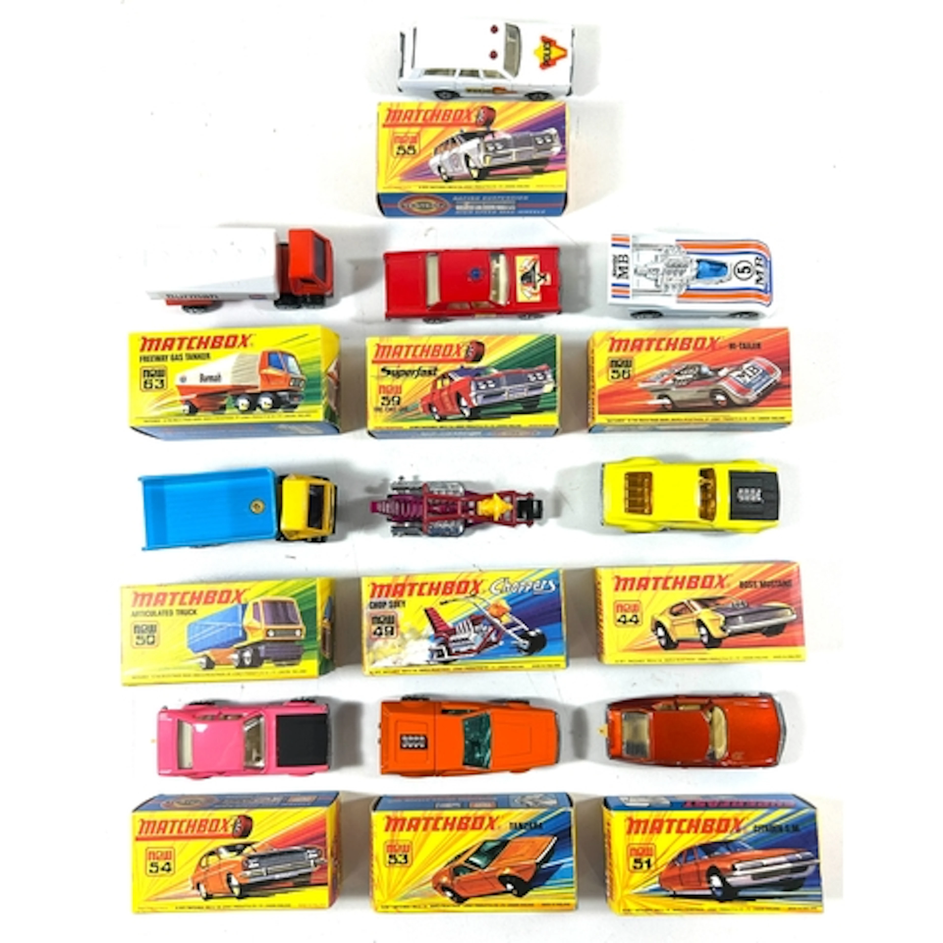 10 Matchbox Superfast etc. No.44 Boss Mustang, No.49 Chop Su...