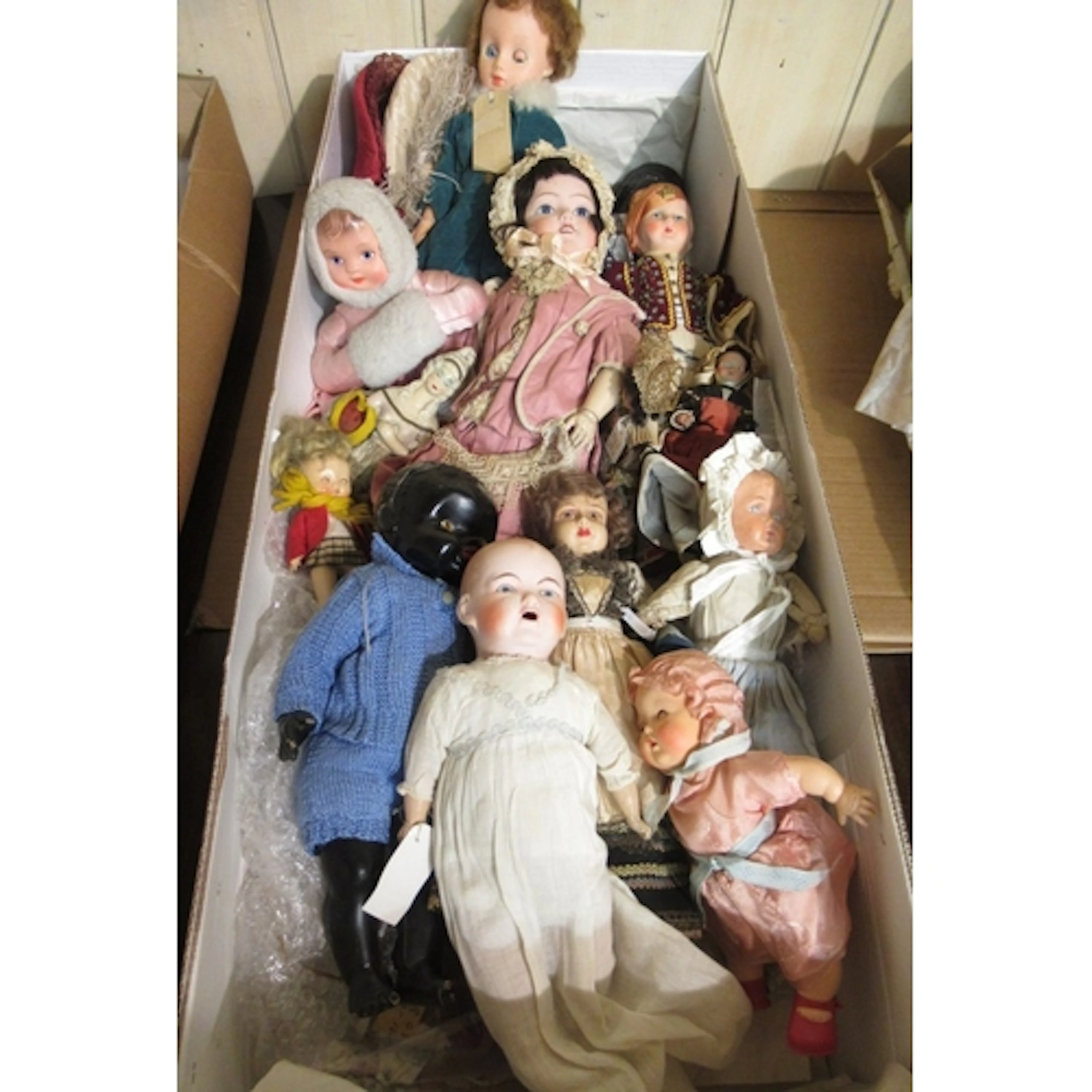 Box containing a quantity of various bisque porcelain and in...