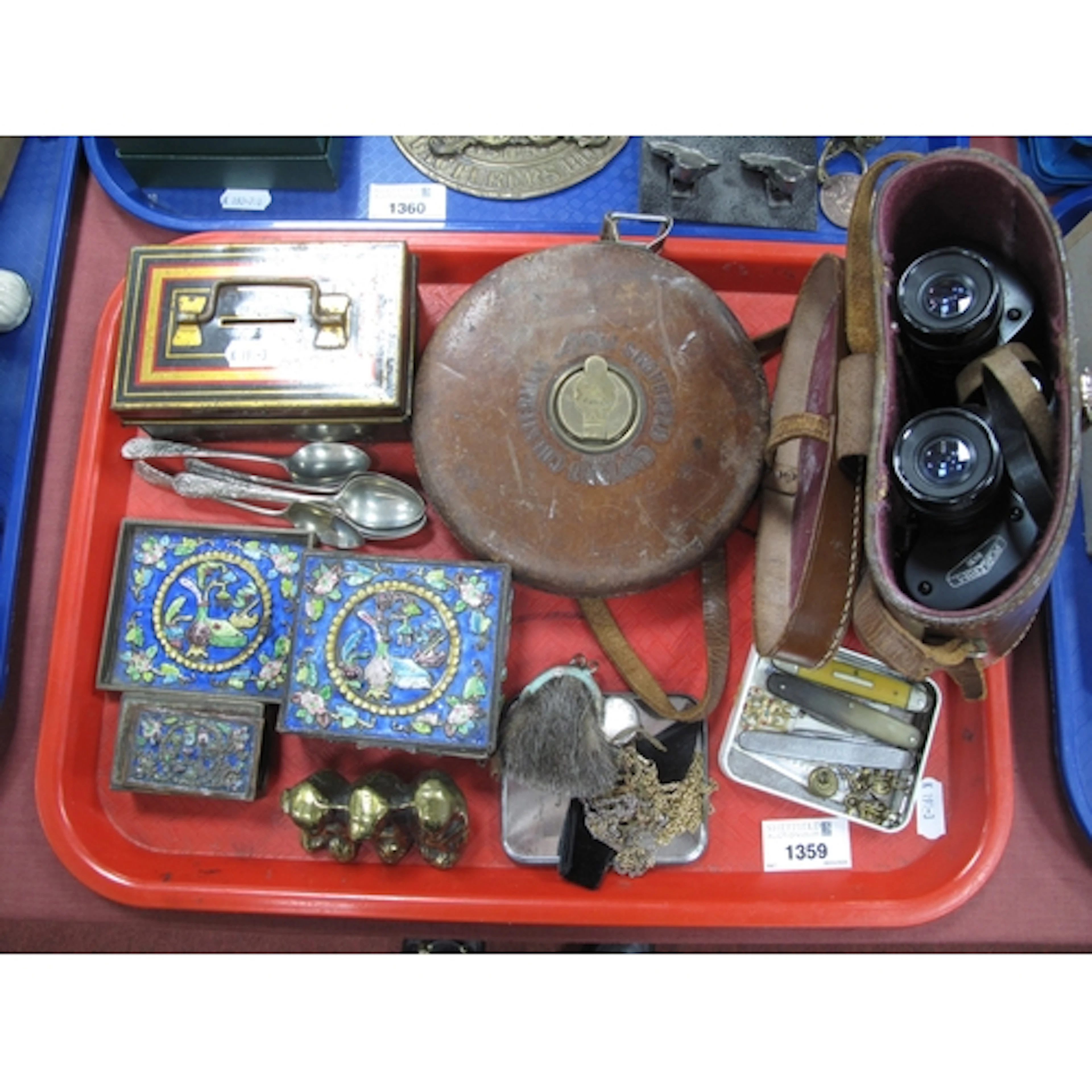 Collectables, including silver locket necklace, vintage leat...