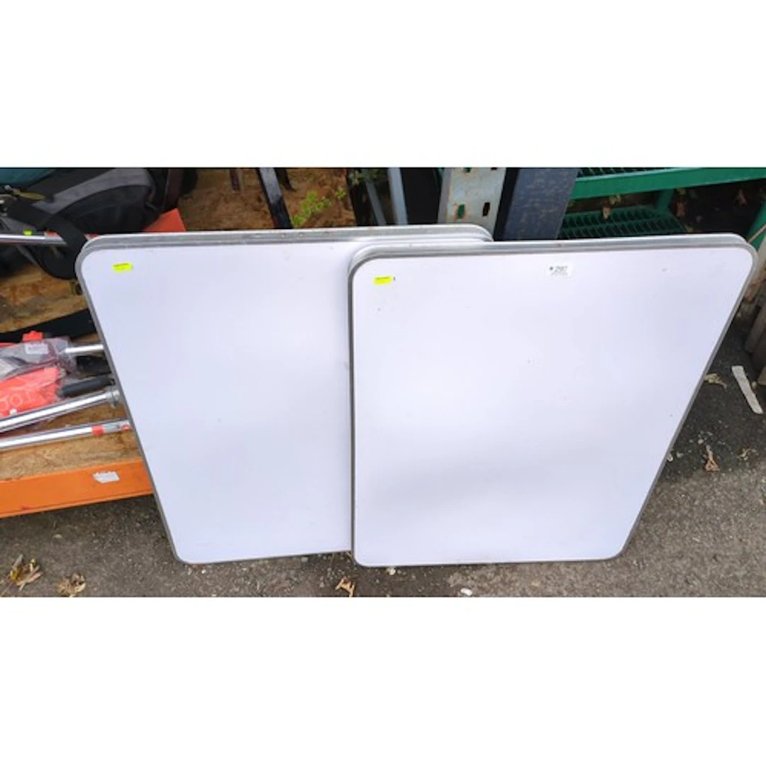 A pair of rectangular folding tables tubular metal folding ...