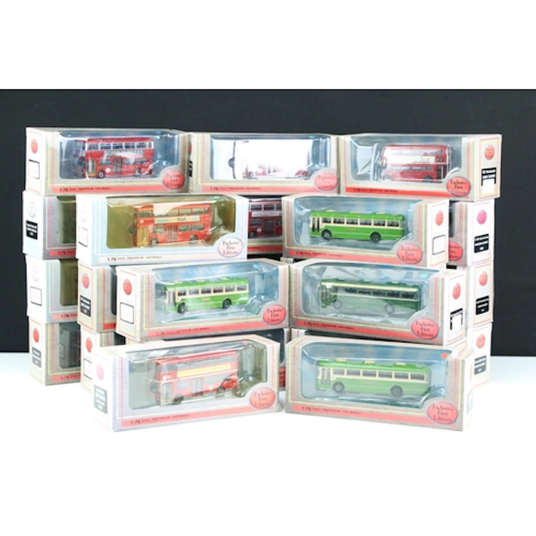 24 Boxed EFE Exclusive First Editions diecast model buses, a...