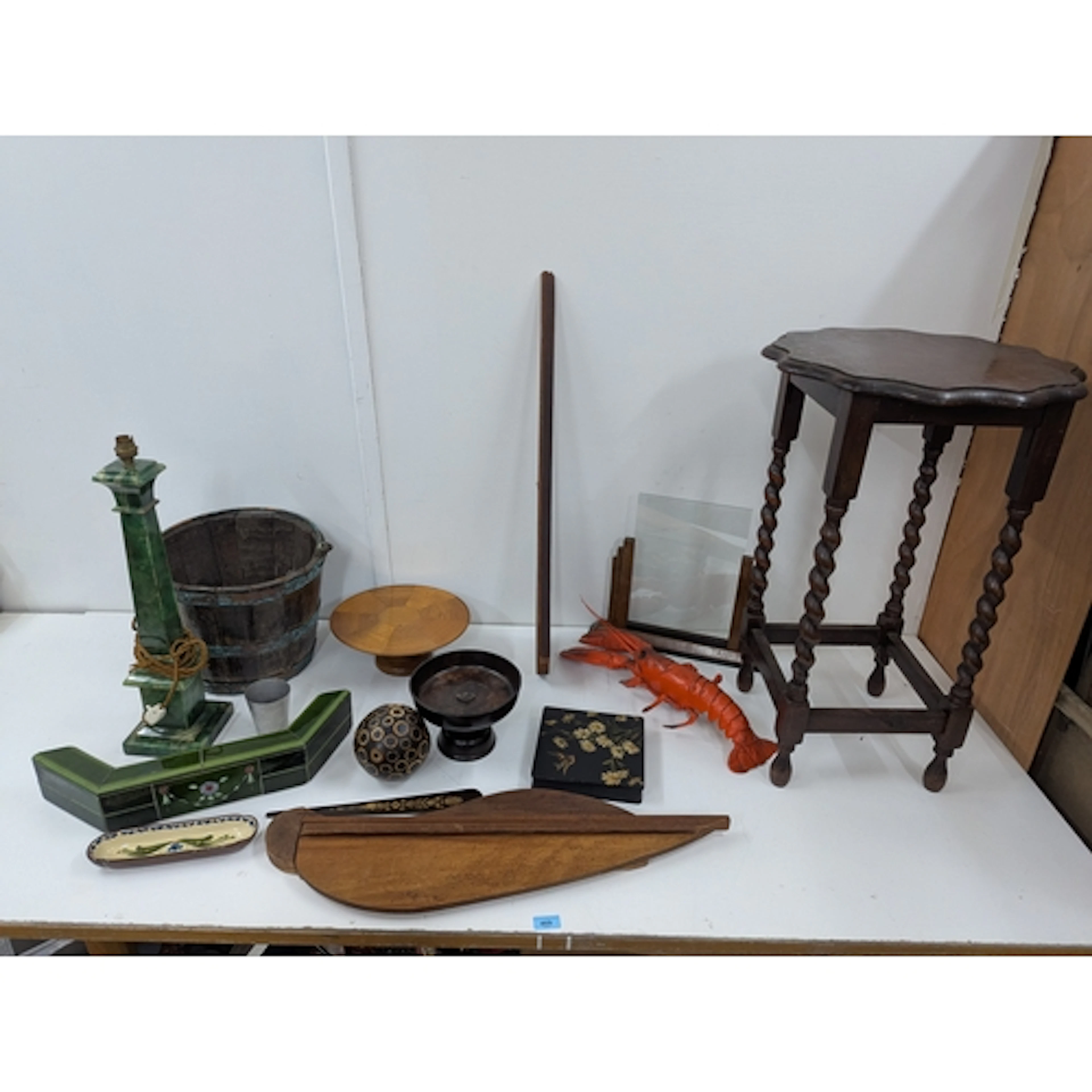 Treen and collectables to include a Victorian black lacquere...